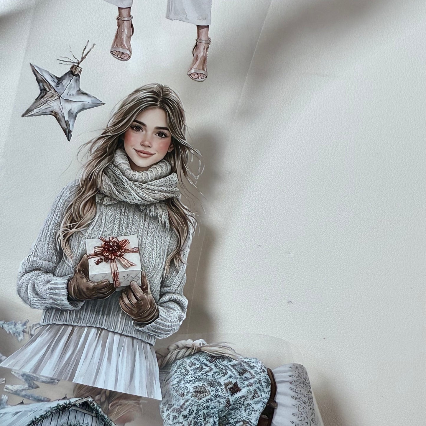 PET 3D raised Blush Noel Studio and Rustic Christmas tape,one roll fashion, junk journal, scrapbooking,bullet journal, card making.