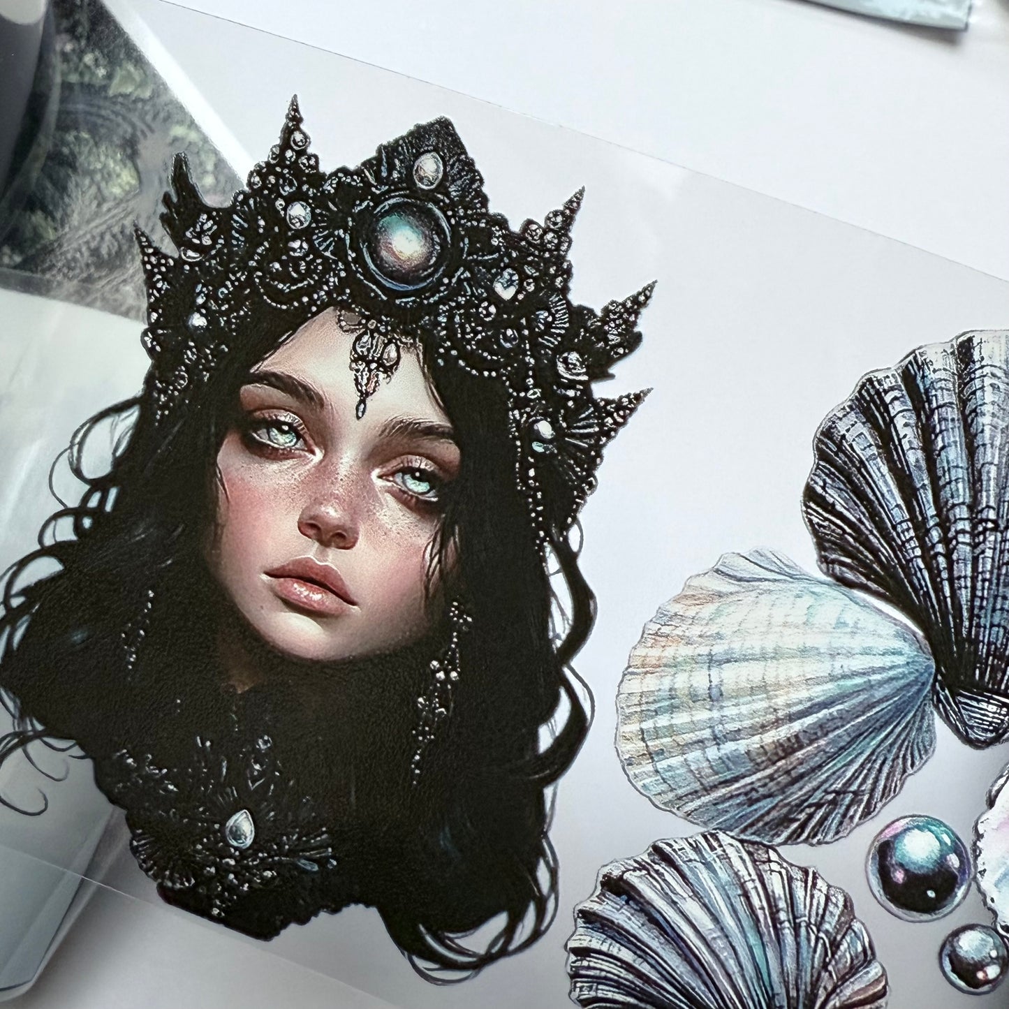 PET 3D raised Lost Garden of Shadows and Obsidian sea witch tape,one roll fashion, junk journal, scrapbooking,bullet journal, card making.