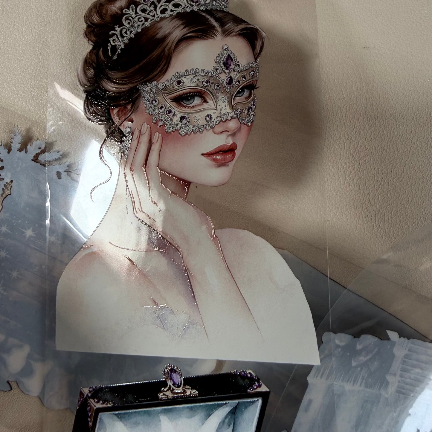 Frozen Masquerade Ball and  Frosted Woodland PET 3D raised tape,one roll fashion, junk journal, scrapbooking,bullet journal, card making.