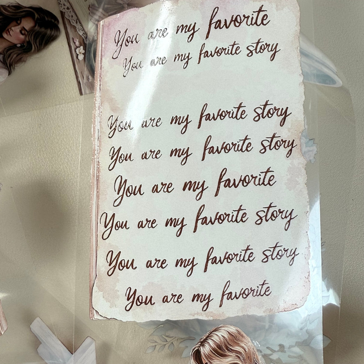 PET Romantic Tea and Love Letters 3D raised tape,one roll fashion, junk journal, scrapbooking,bullet journal, card making.