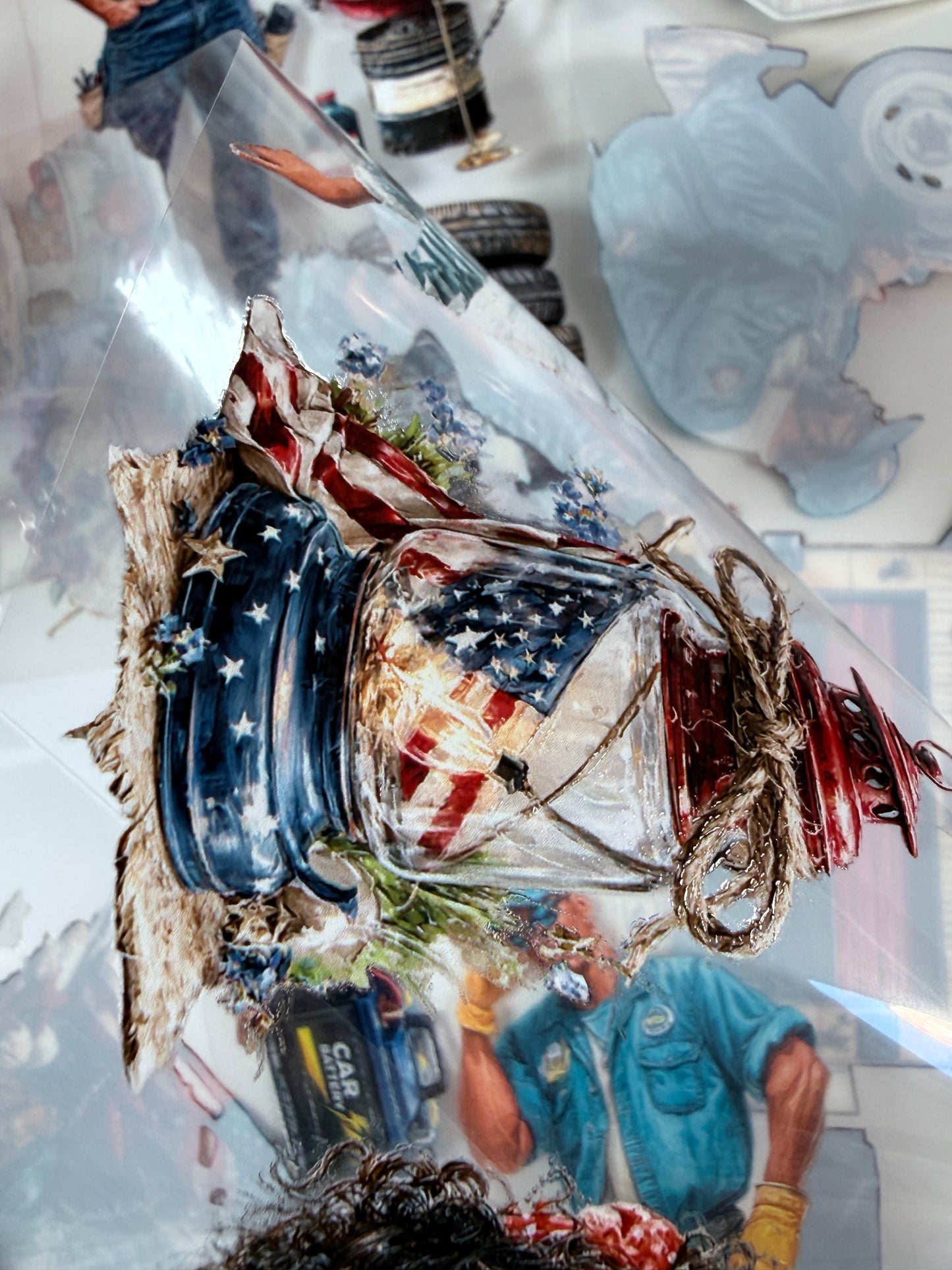 Auto Repair Worker and Independence Day PET 3D raised tape