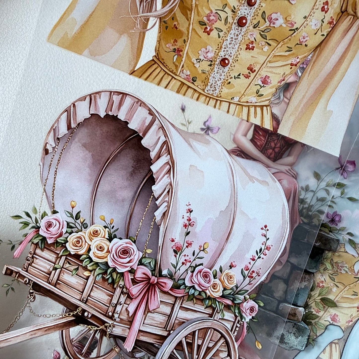 Sunstone Bohemian Caravan and  Elven Whispers PET 3D raised tape,one roll fashion, junk journal, scrapbooking,bullet journal, card making.