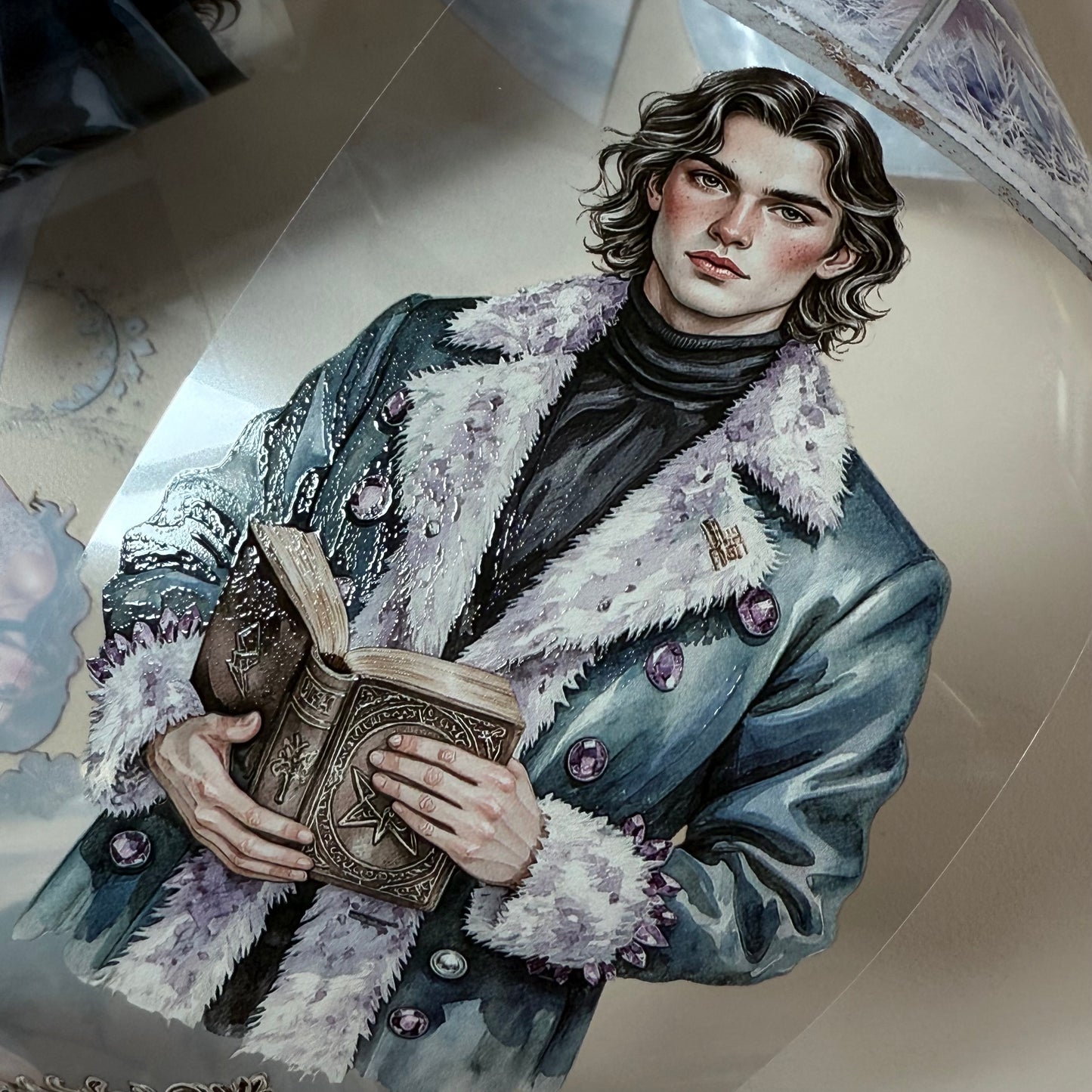 PET 3D raised Winter Oracle and Pastel Christmas tape,one roll fashion, junk journal, scrapbooking,bullet journal, card making.