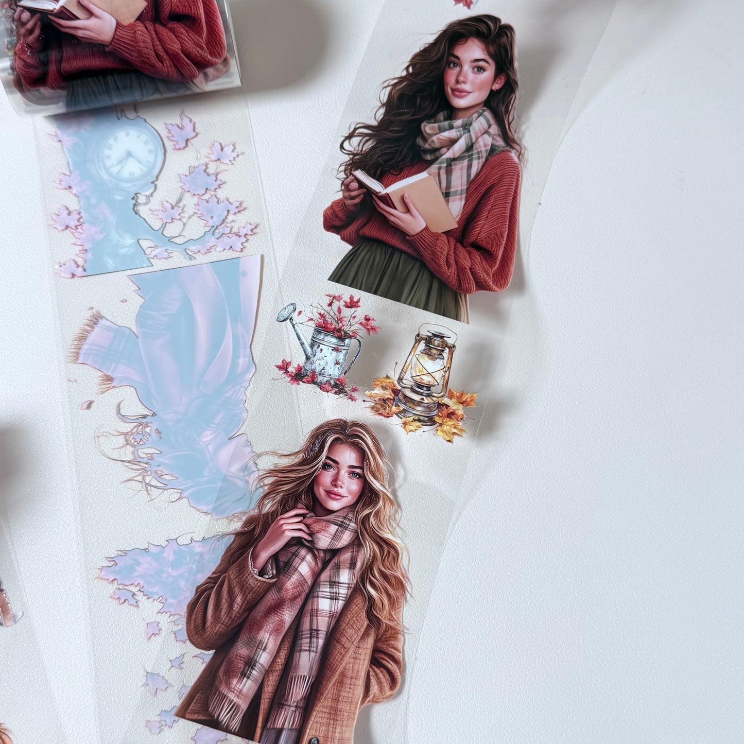 PET 3D raised Autumn wind and Cottage tape,one roll fashion, junk journal, scrapbooking,bullet journal, card making.