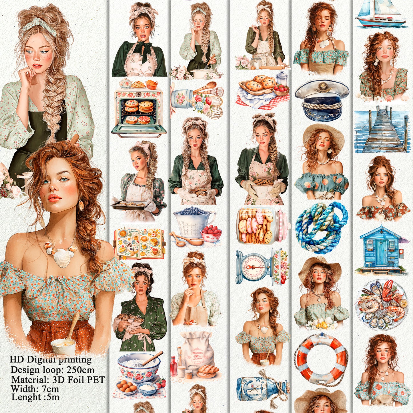 Baking Time and Nautical PET 3D raised tape