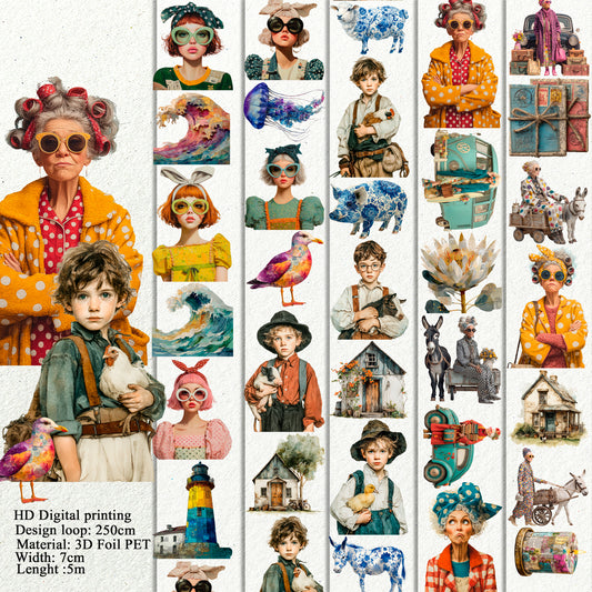 Beach, Delft  and Grandma ChroniclesPET 3D raised tape