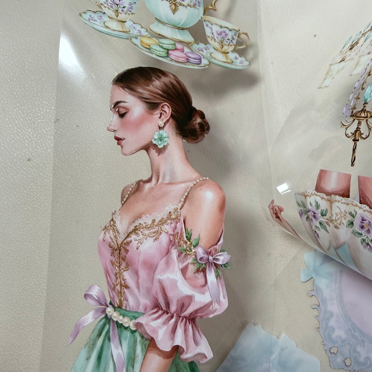 Rococo Spring Dreams and  Ginham Garden PET 3D raised tape,one roll fashion, junk journal, scrapbooking,bullet journal, card making.