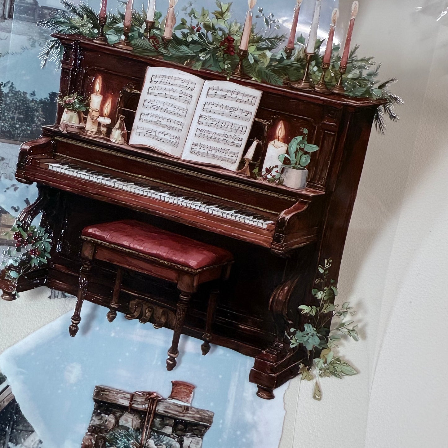 PET 3D raised Winter Landscape3 tape,one roll fashion, junk journal, scrapbooking,bullet journal, card making.