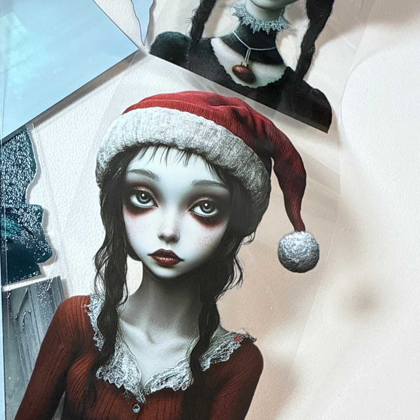 PET 3D raised Winter Woman and Goth Christmas tape,one roll fashion, junk journal, scrapbooking,bullet journal, card making.