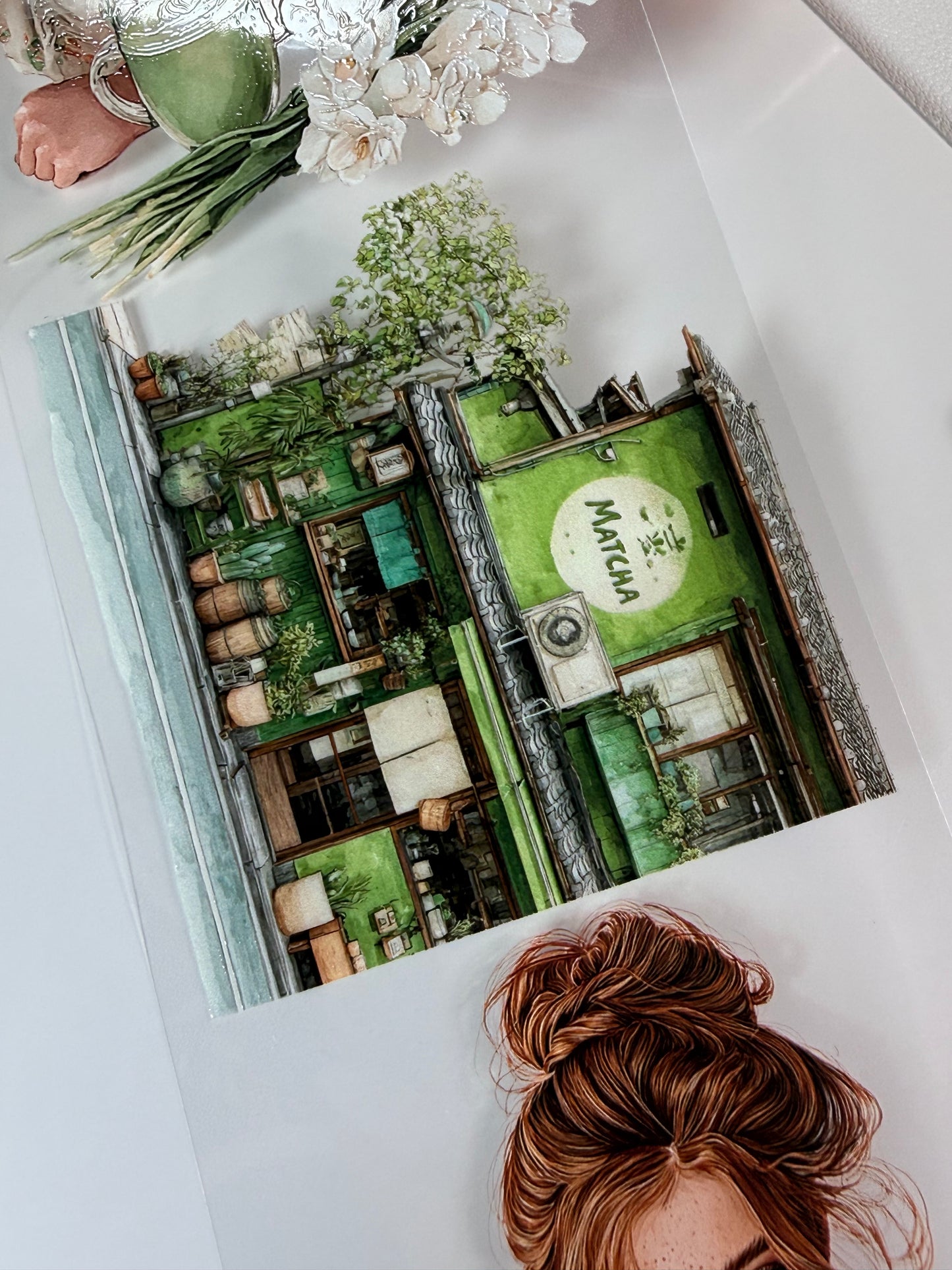 Matcha and plant over PET 3D raised tape