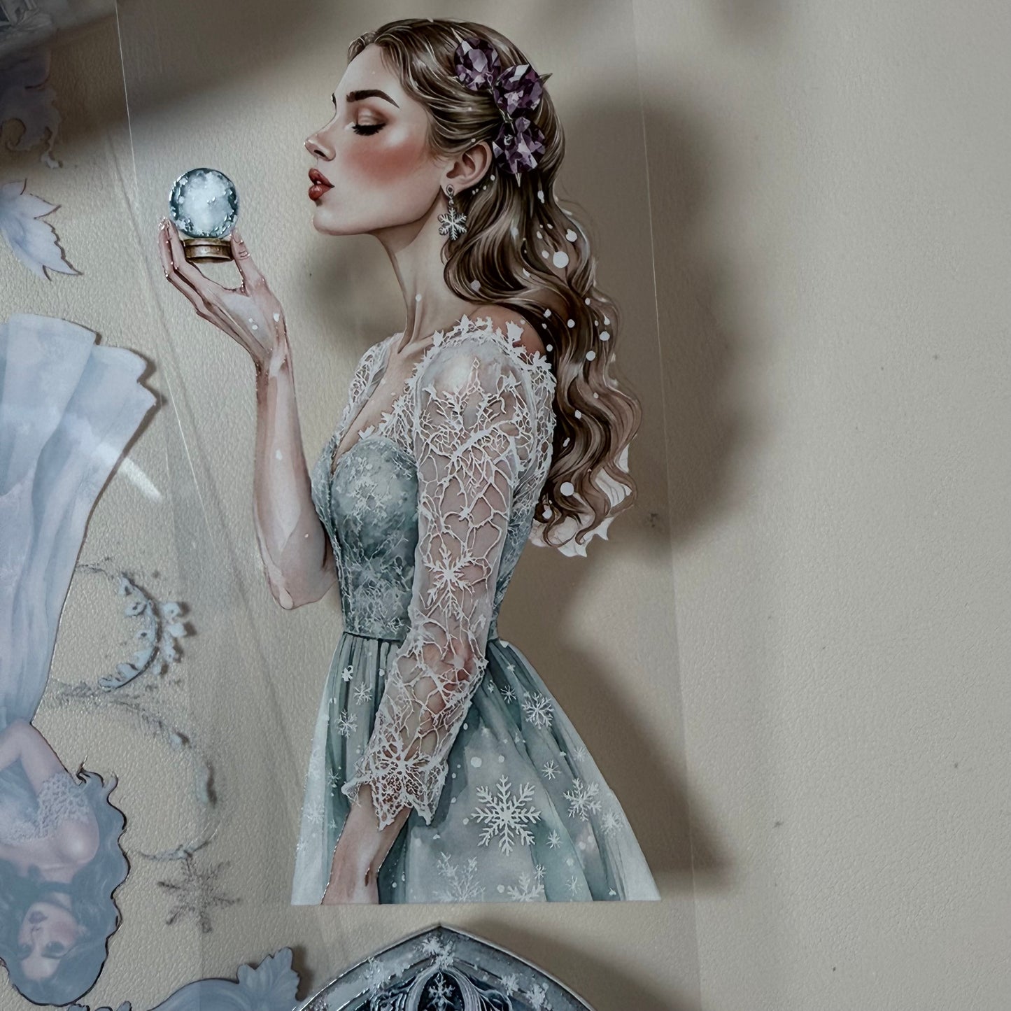 PET 3D raised Winter Oracle and Pastel Christmas tape,one roll fashion, junk journal, scrapbooking,bullet journal, card making.