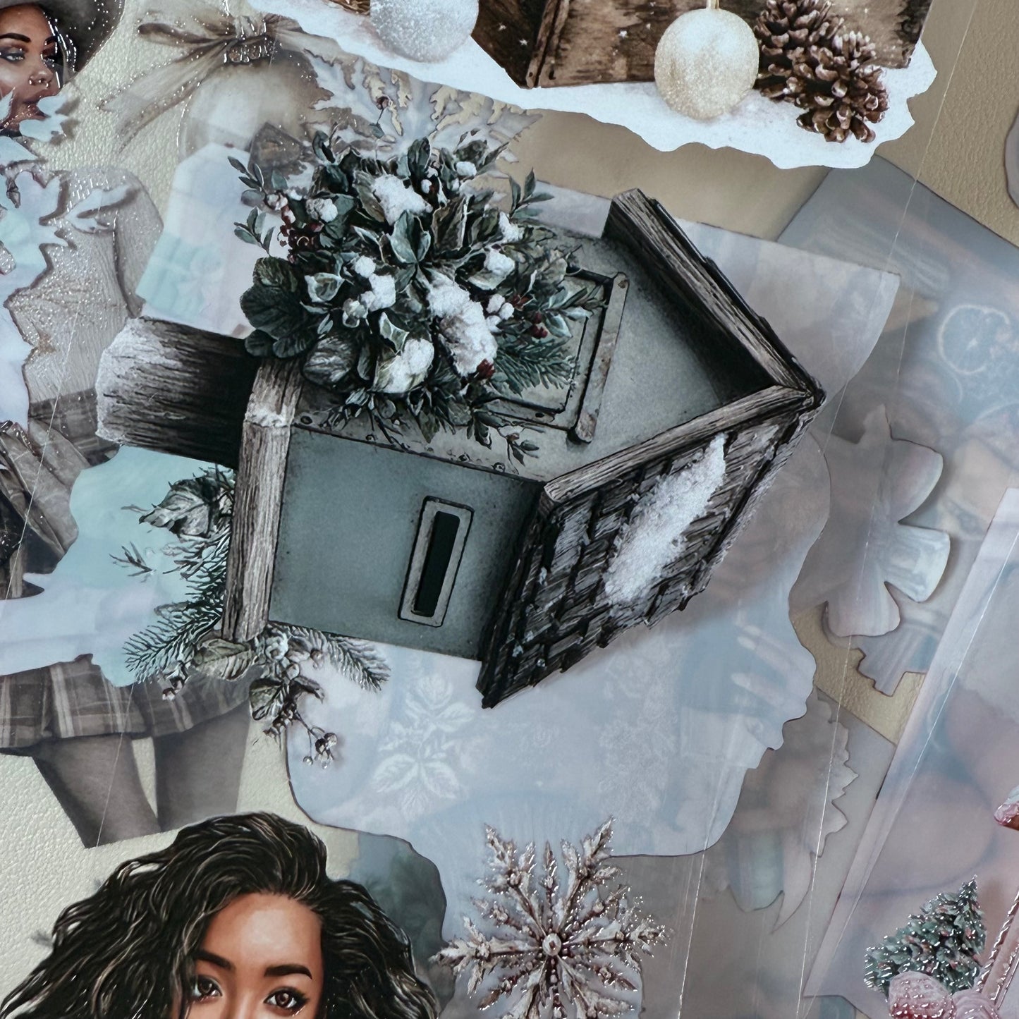 PET 3D raised Coquette and Farmhouse Christmas tape,one roll fashion, junk journal, scrapbooking,bullet journal, card making.