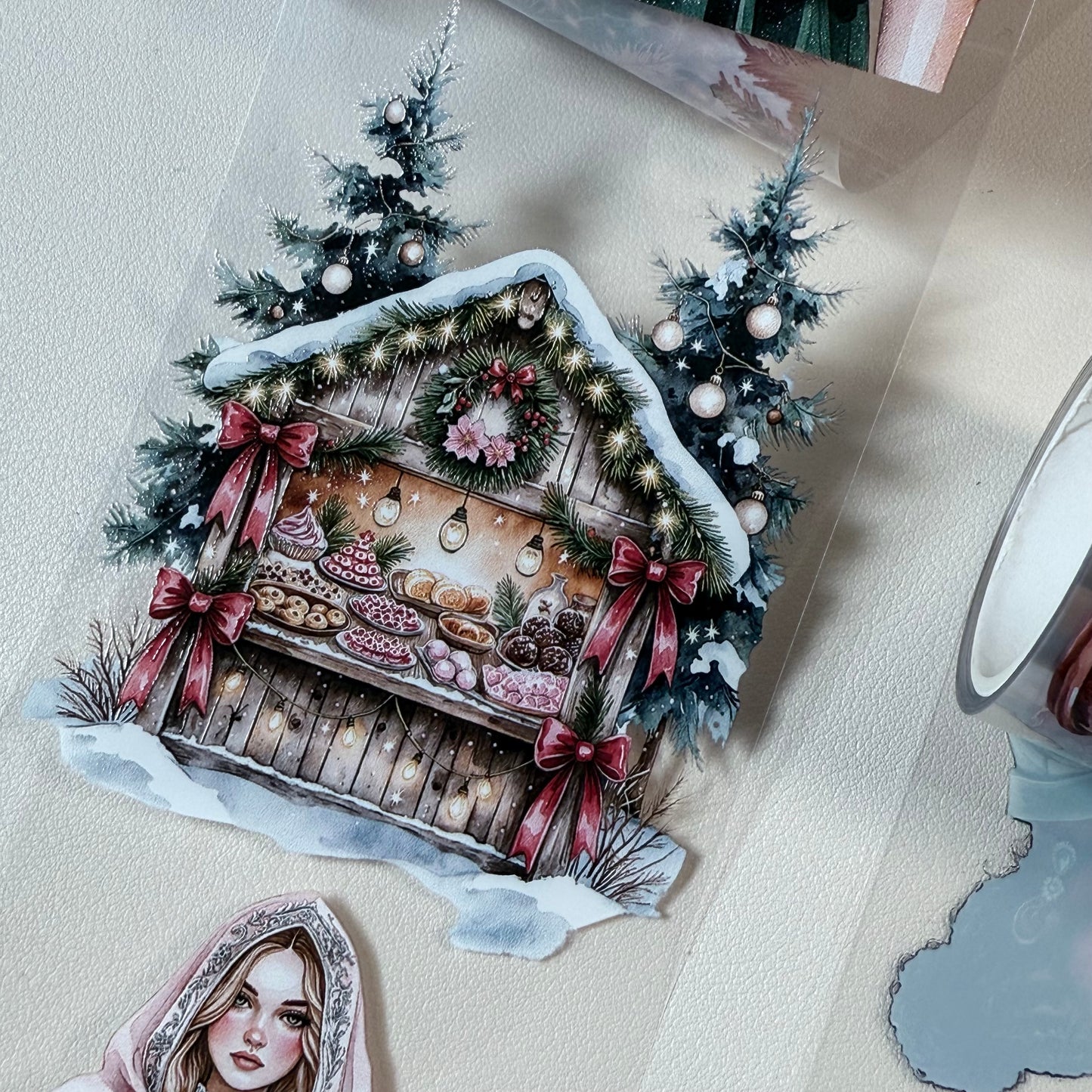 PET 3D raised Boho Christmas Classics and Cozy Christmas Glow tape,one roll fashion, junk journal, scrapbooking,bullet journal, card making.