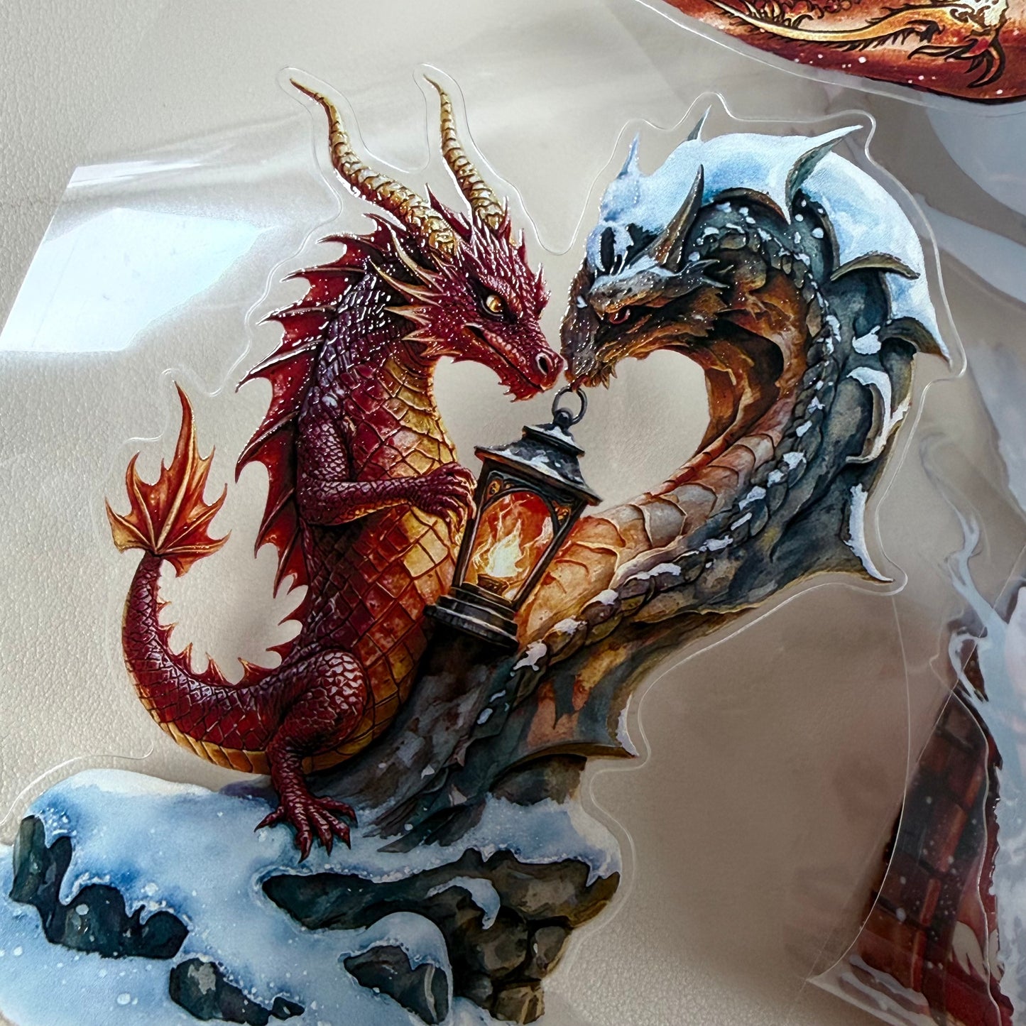 KISSCUT Emberheart Winter Dragons and Diamond Winter Witch PET 3D raised tape,one roll fashion, junk journal, scrapbooking,bullet journal, card making.