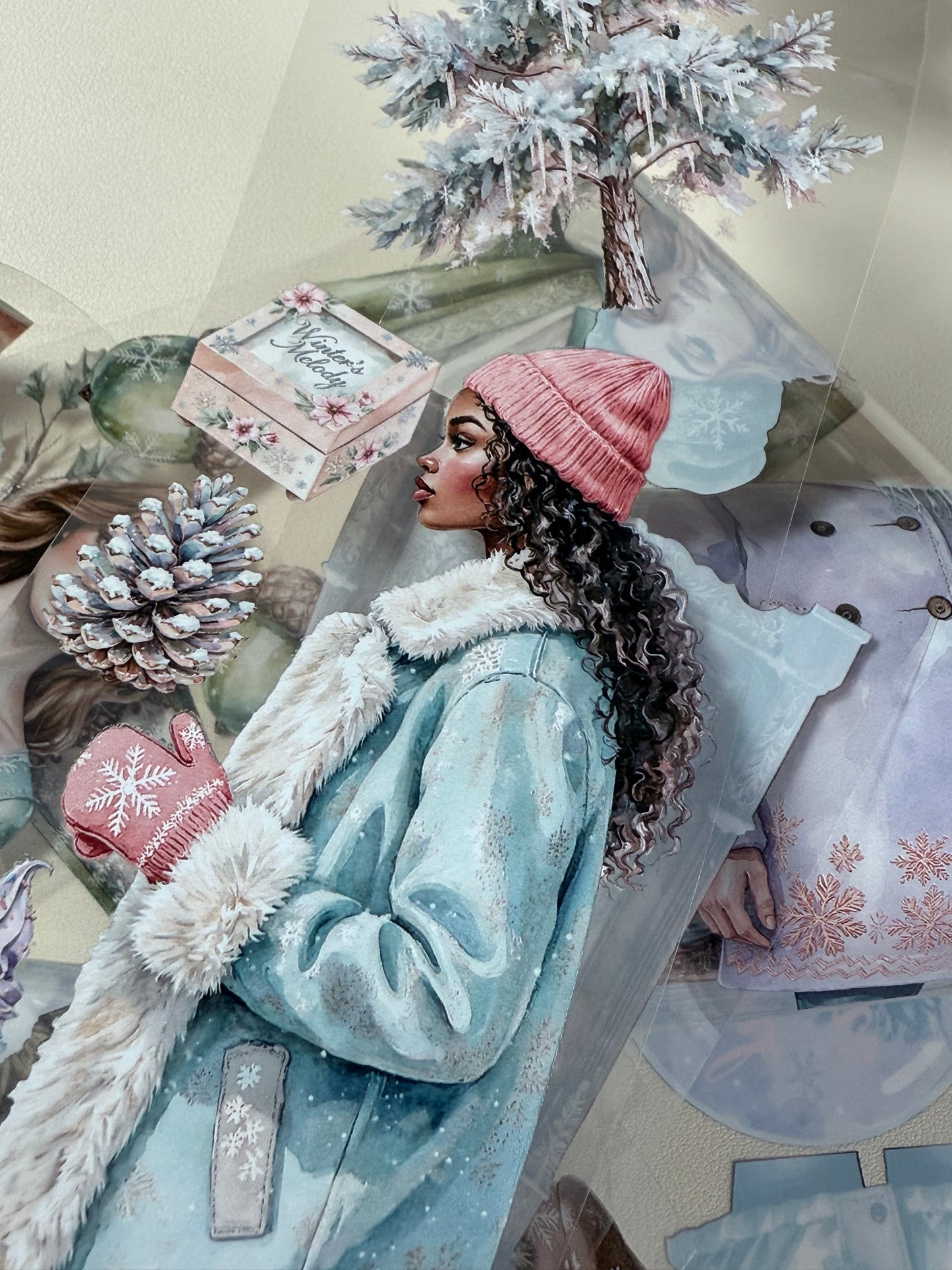 PET 3D raised Winter Wonderland2 and  Snowy Woodland tape,one roll fashion, junk journal, scrapbooking,bullet journal, card making.