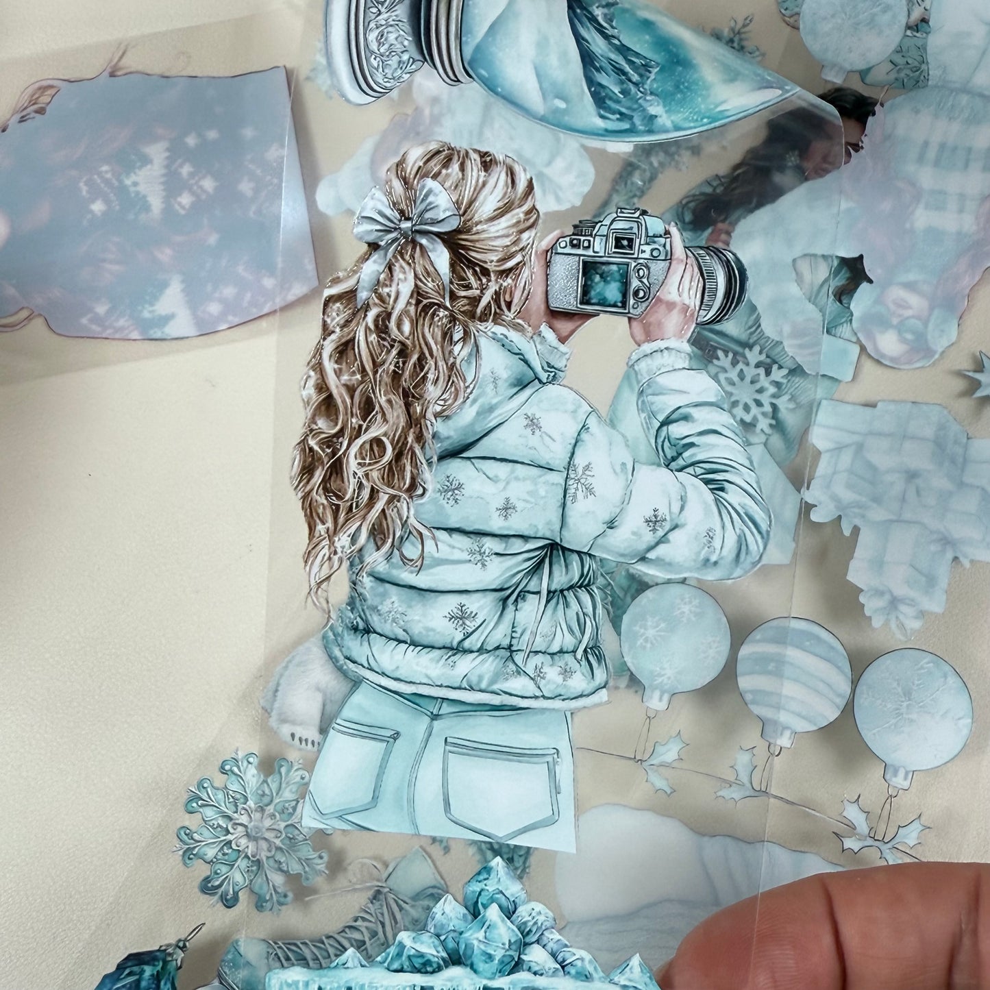 PET 3D raised Rustic Christmas and Frosted Northern lights tape,one roll fashion, junk journal, scrapbooking,bullet journal, card making.