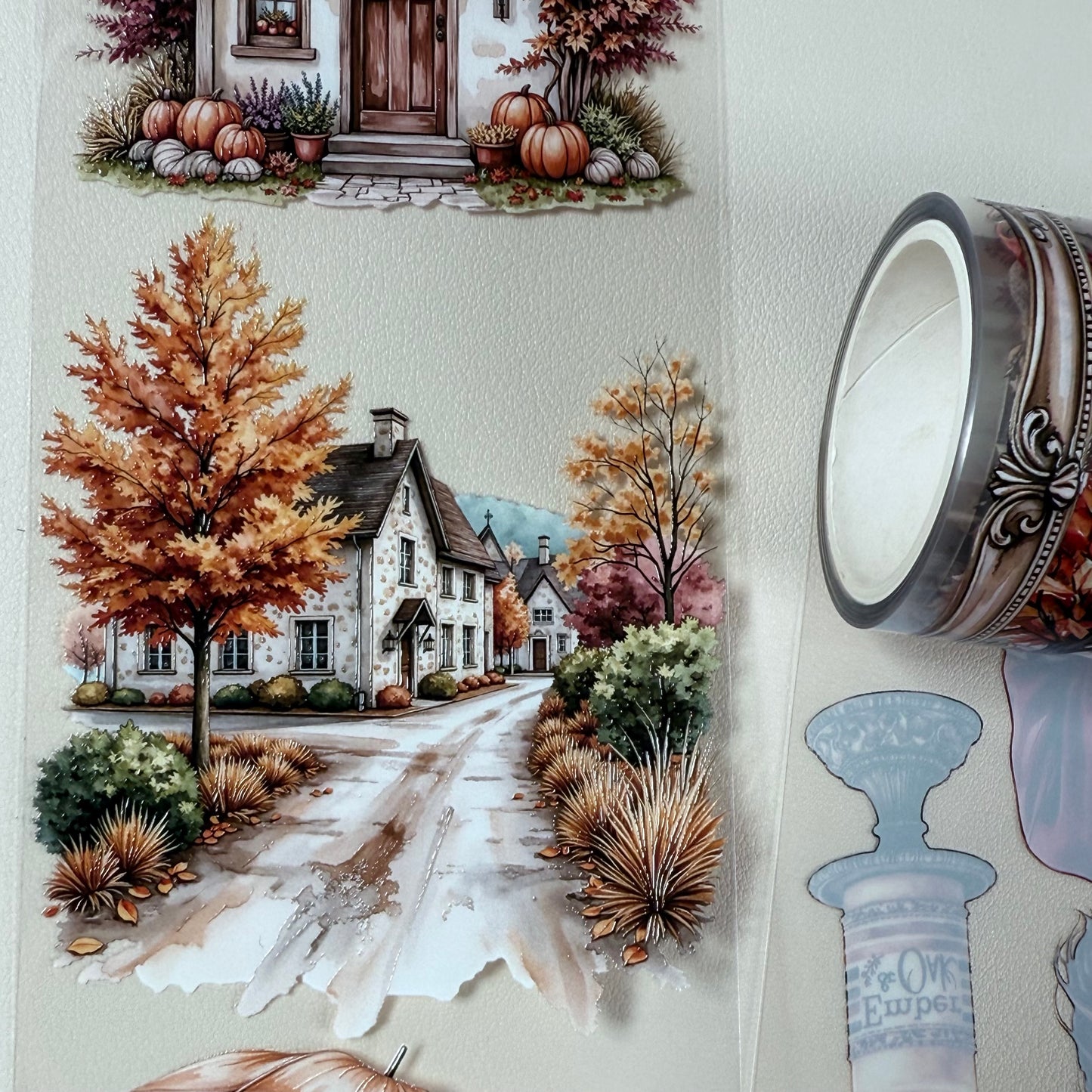 PET 3D raised Cozy Evenings and Fall Splendor in Nature tape,one roll fashion, junk journal, scrapbooking,bullet journal, card making.