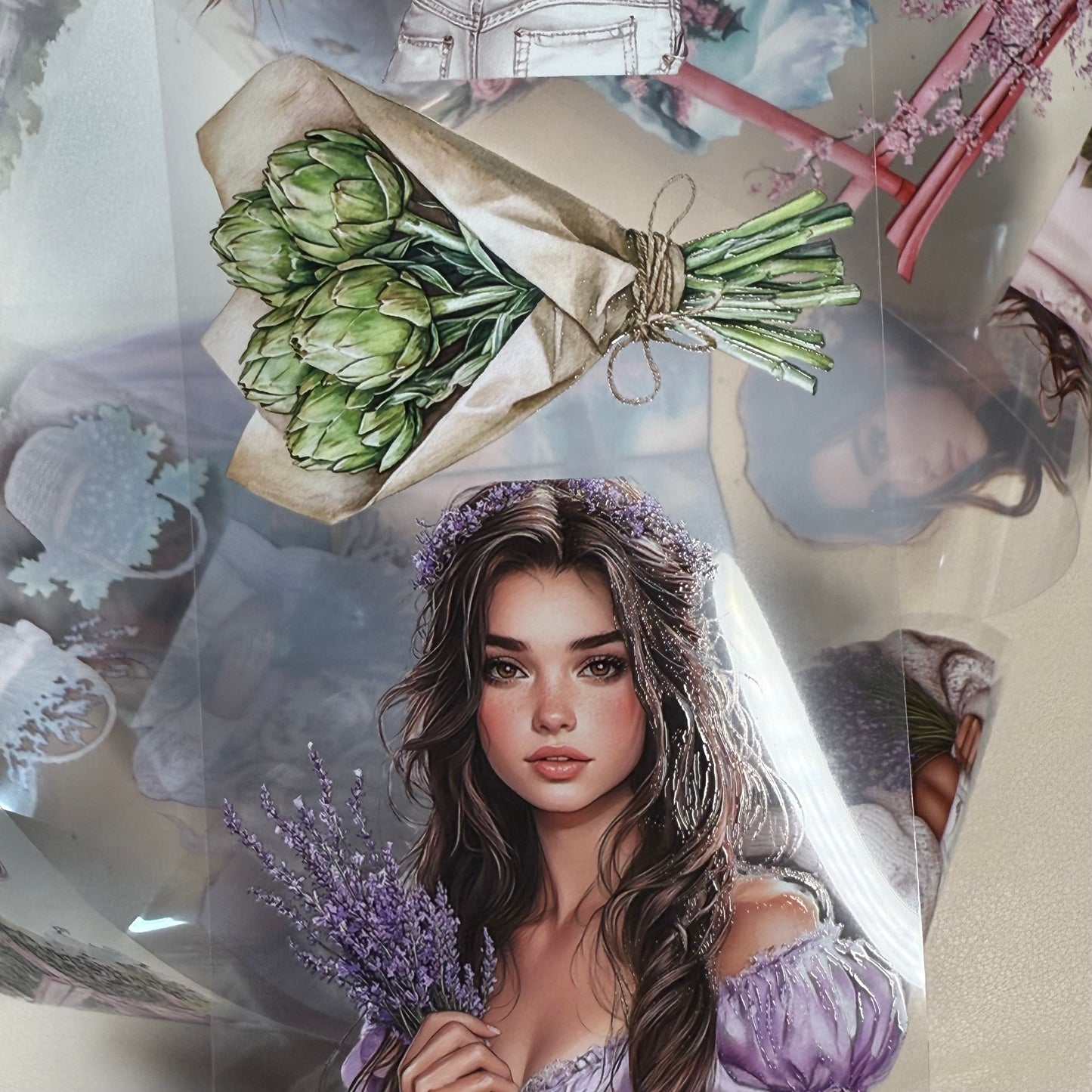 PET 3D raised Lavender Provence and Japanese dreams tape,one roll fashion, junk journal, scrapbooking,bullet journal, card making.