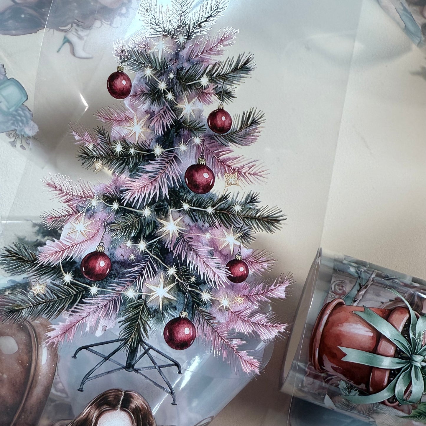 PET 3D raised Boho Christmas Classics and Cozy Christmas Glow tape,one roll fashion, junk journal, scrapbooking,bullet journal, card making.