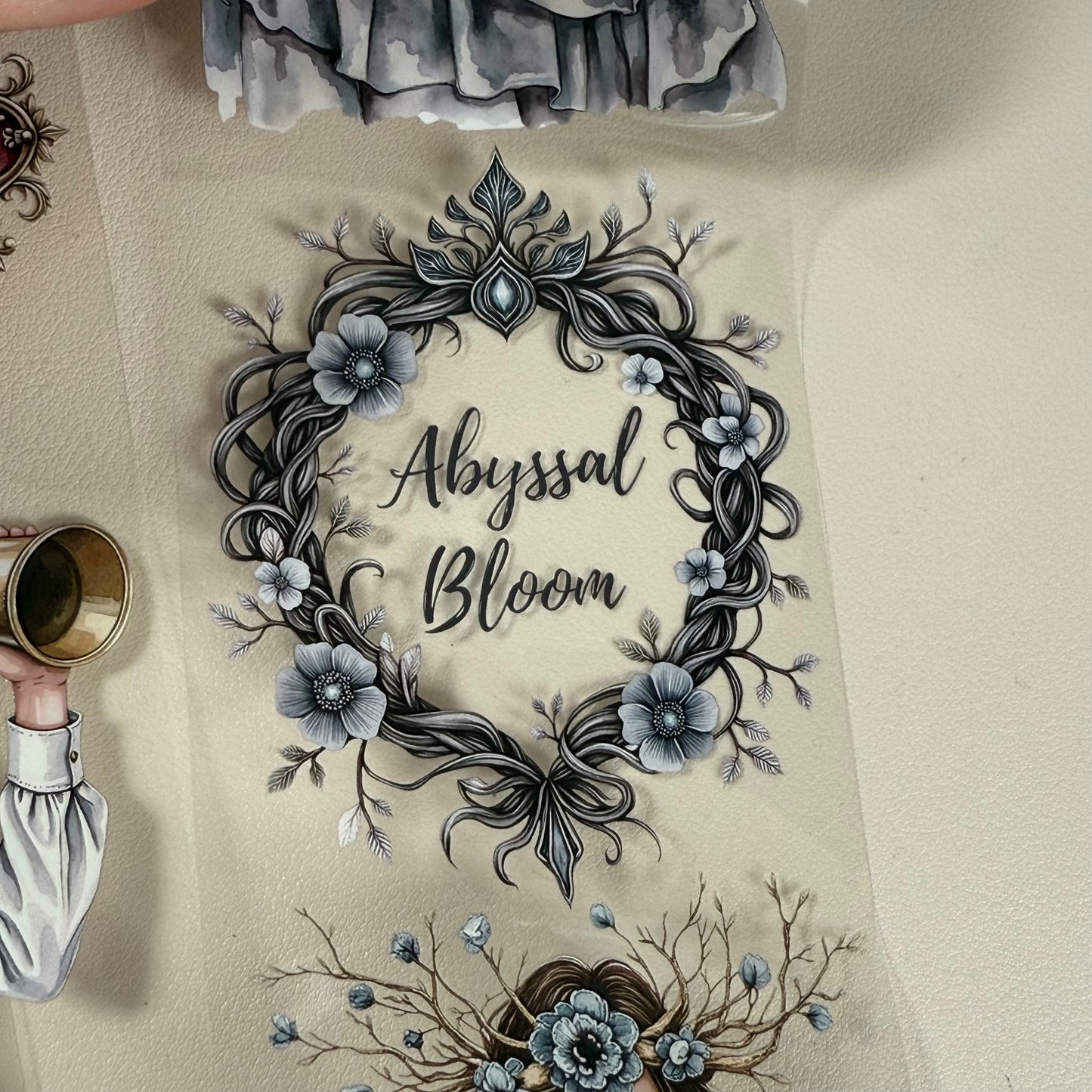 PET Murkveil Spectral Anemones and Airship Chronicles 3D raised tape,one roll fashion, junk journal, scrapbooking,bullet journal, card making.