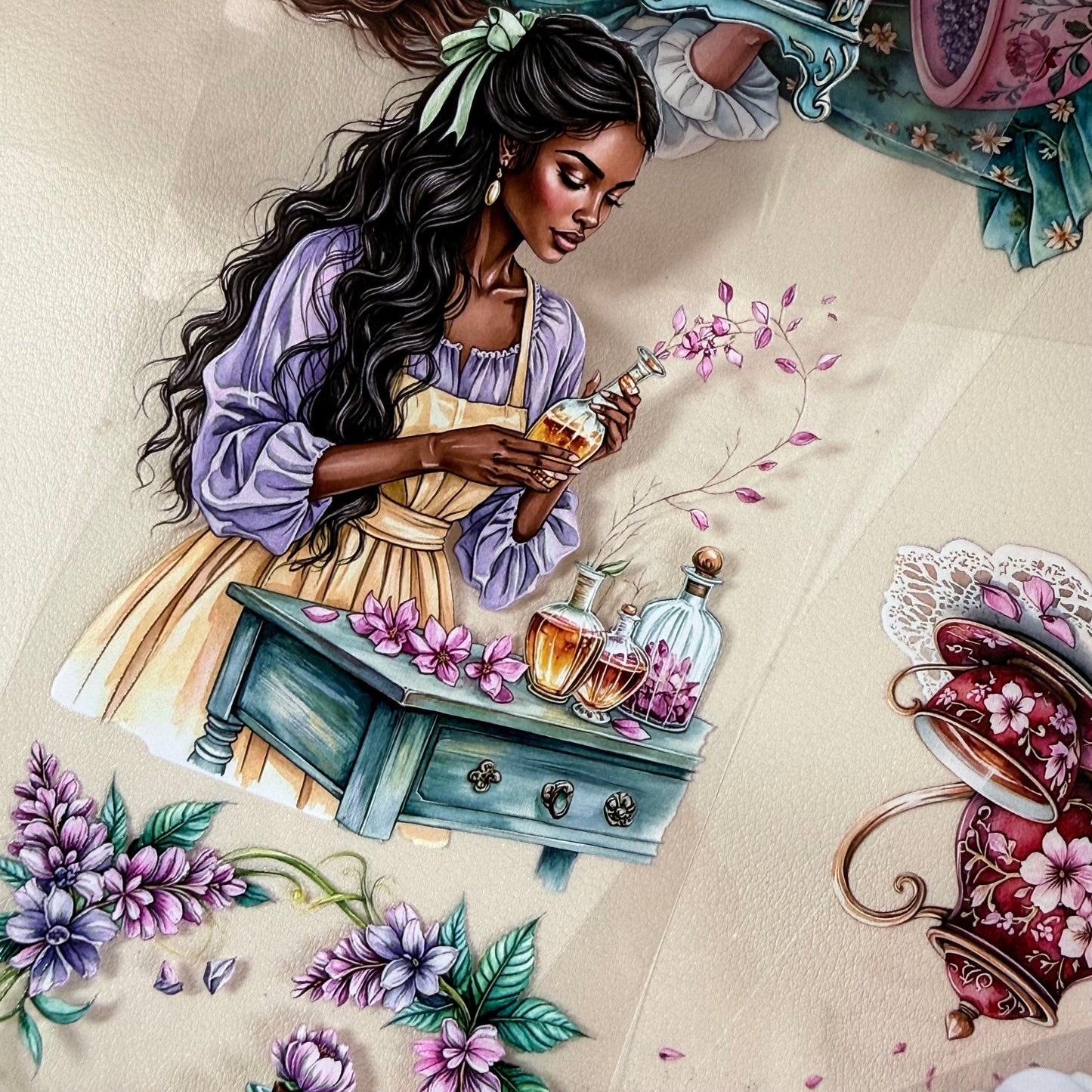 PET Magical Apothecary in Spring and Cherry Pink Garden 3D raised tape,one roll fashion, junk journal, scrapbooking,bullet journal, card making.