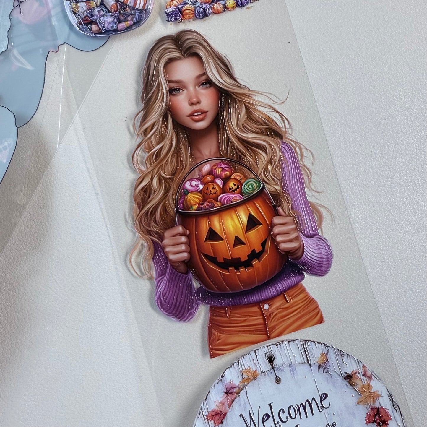 PET 3D raised Trick or treat and Spooky Academia tape,one roll fashion, junk journal, scrapbooking,bullet journal, card making.