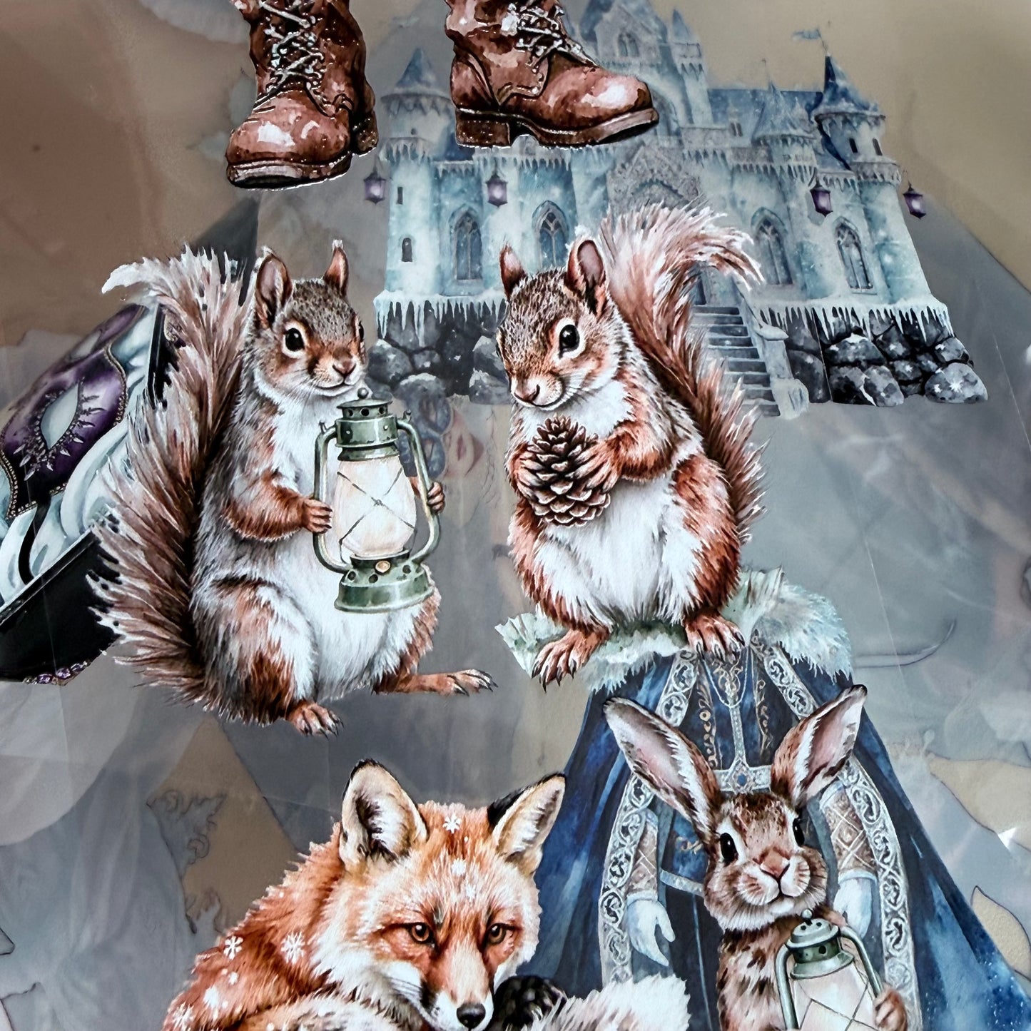 Frozen Masquerade Ball and  Frosted Woodland PET 3D raised tape,one roll fashion, junk journal, scrapbooking,bullet journal, card making.