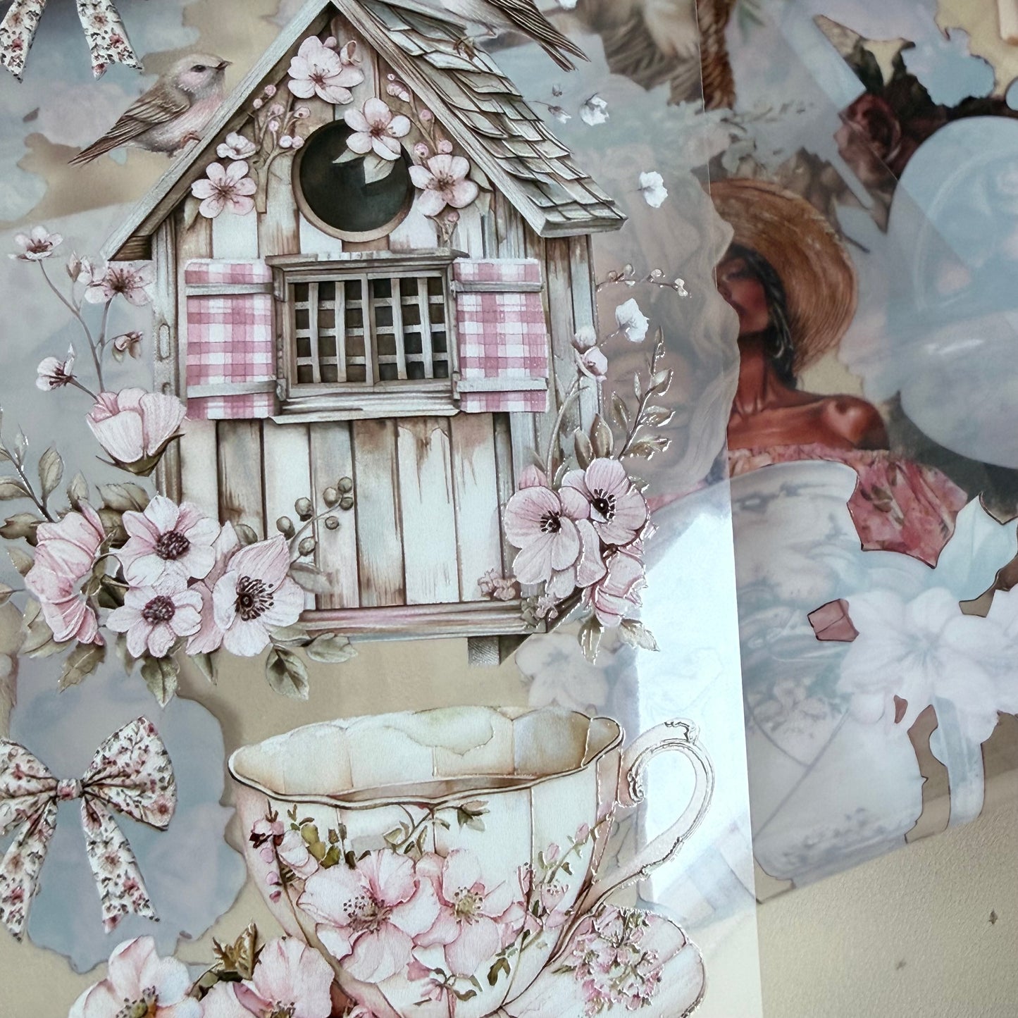 PET Shabby chic romance and Lovely springtime 3D raised tape,one roll fashion, junk journal, scrapbooking,bullet journal, card making.