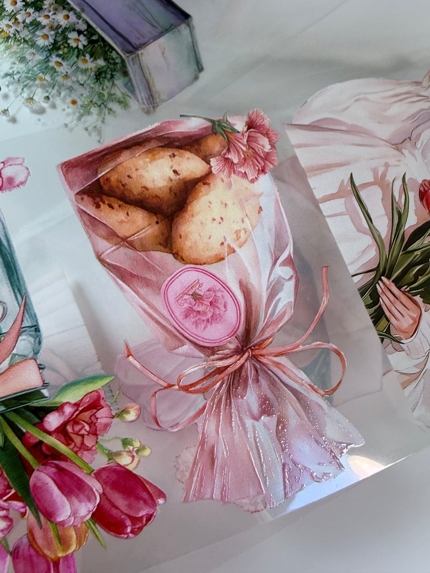 Lavender and Sage and Tulips and Carnations PET 3D raised tape