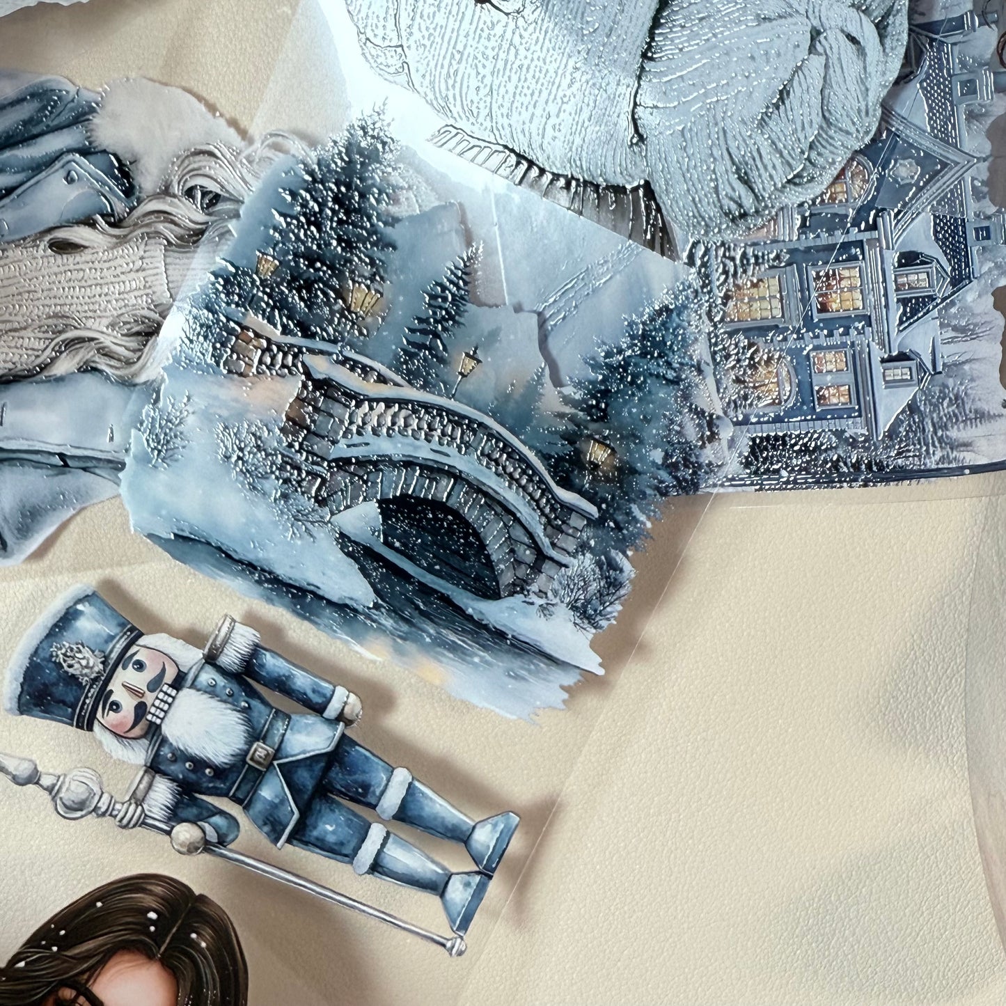 PET 3D raised Classic Christmas 2 and Icy whisper winter tape,one roll fashion, junk journal, scrapbooking,bullet journal, card making.