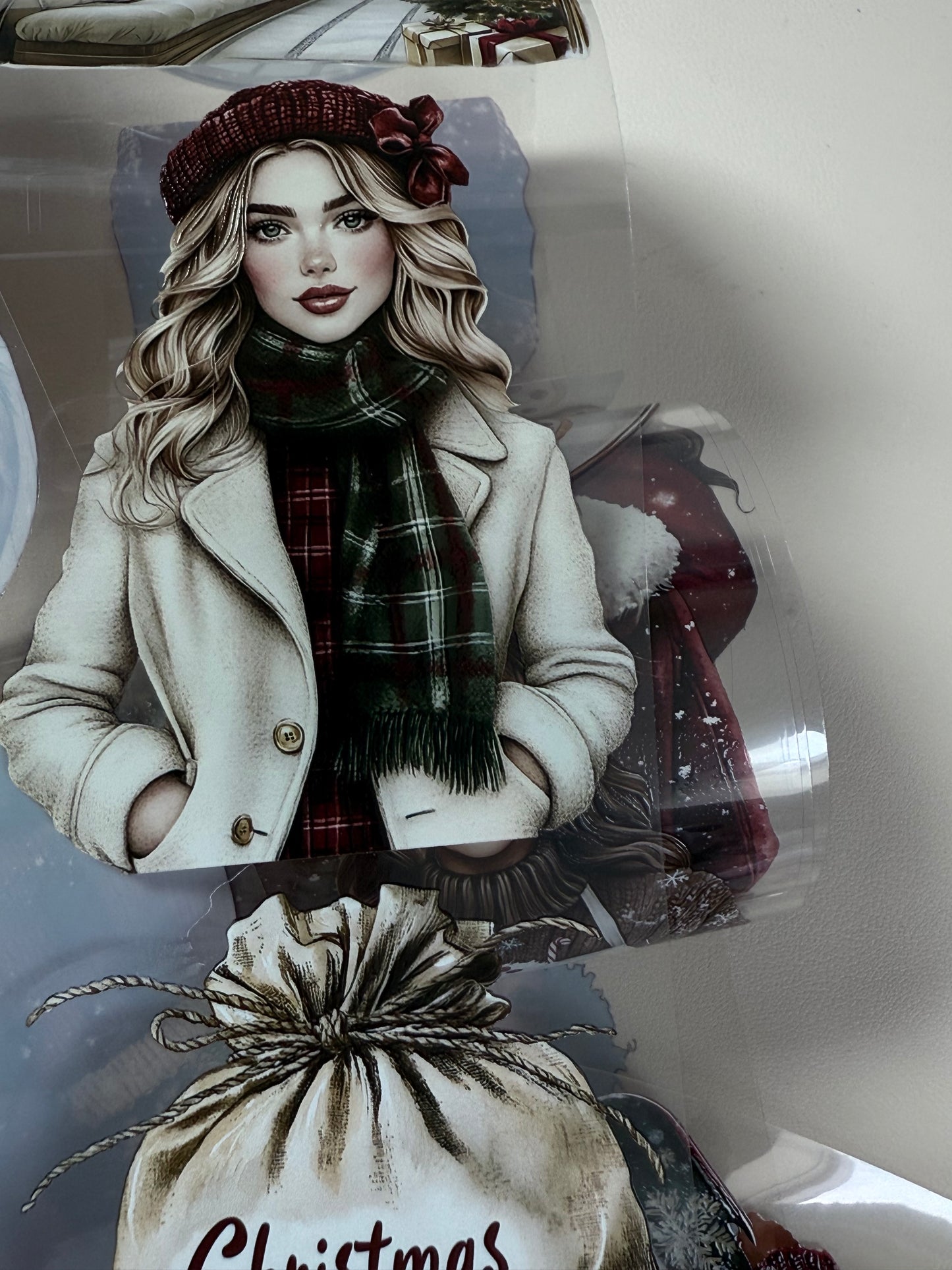 PET 3D raised Christmas  countryside and Peppermint mocha Noel tape,one roll fashion, junk journal, scrapbooking,bullet journal, card making.