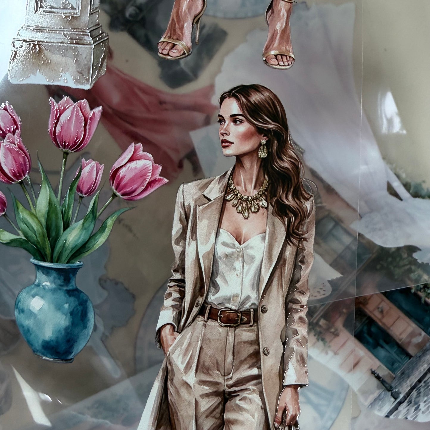 Paris in Bloom and Prague Spring Cobblestones PET 3D raised tape,one roll fashion, junk journal, scrapbooking,bullet journal, card making.