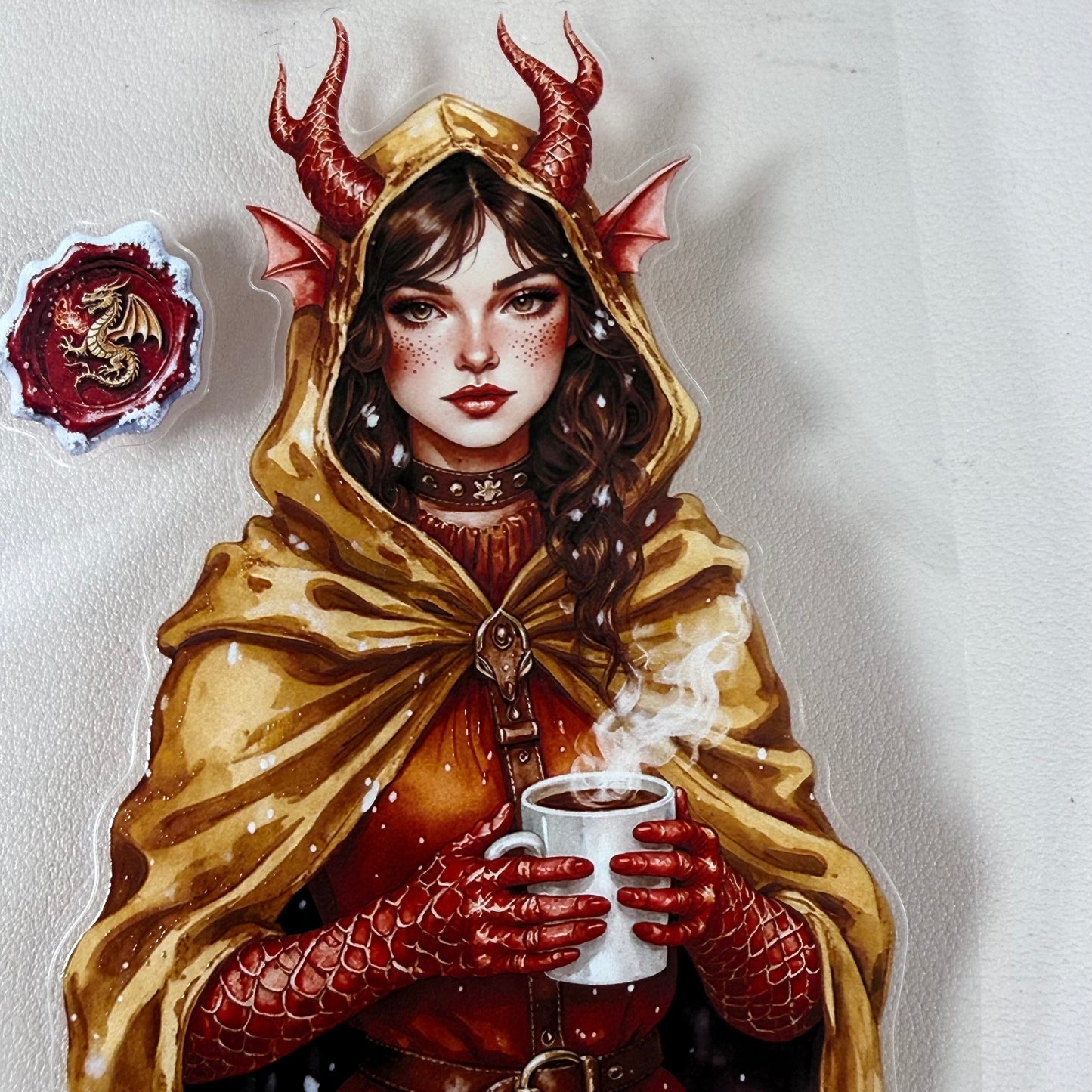KISSCUT Emberheart Winter Dragons and Diamond Winter Witch PET 3D raised tape,one roll fashion, junk journal, scrapbooking,bullet journal, card making.