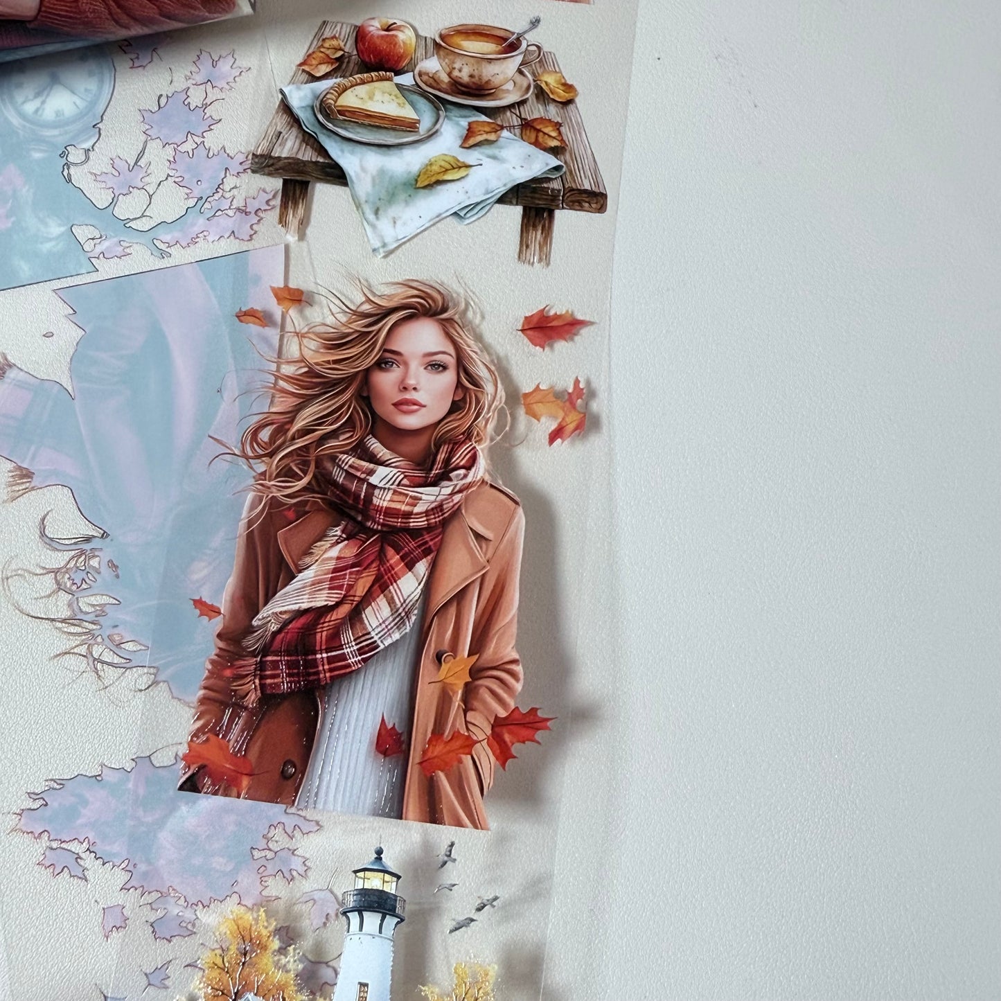 PET 3D raised Autumn wind and Cottage tape,one roll fashion, junk journal, scrapbooking,bullet journal, card making.