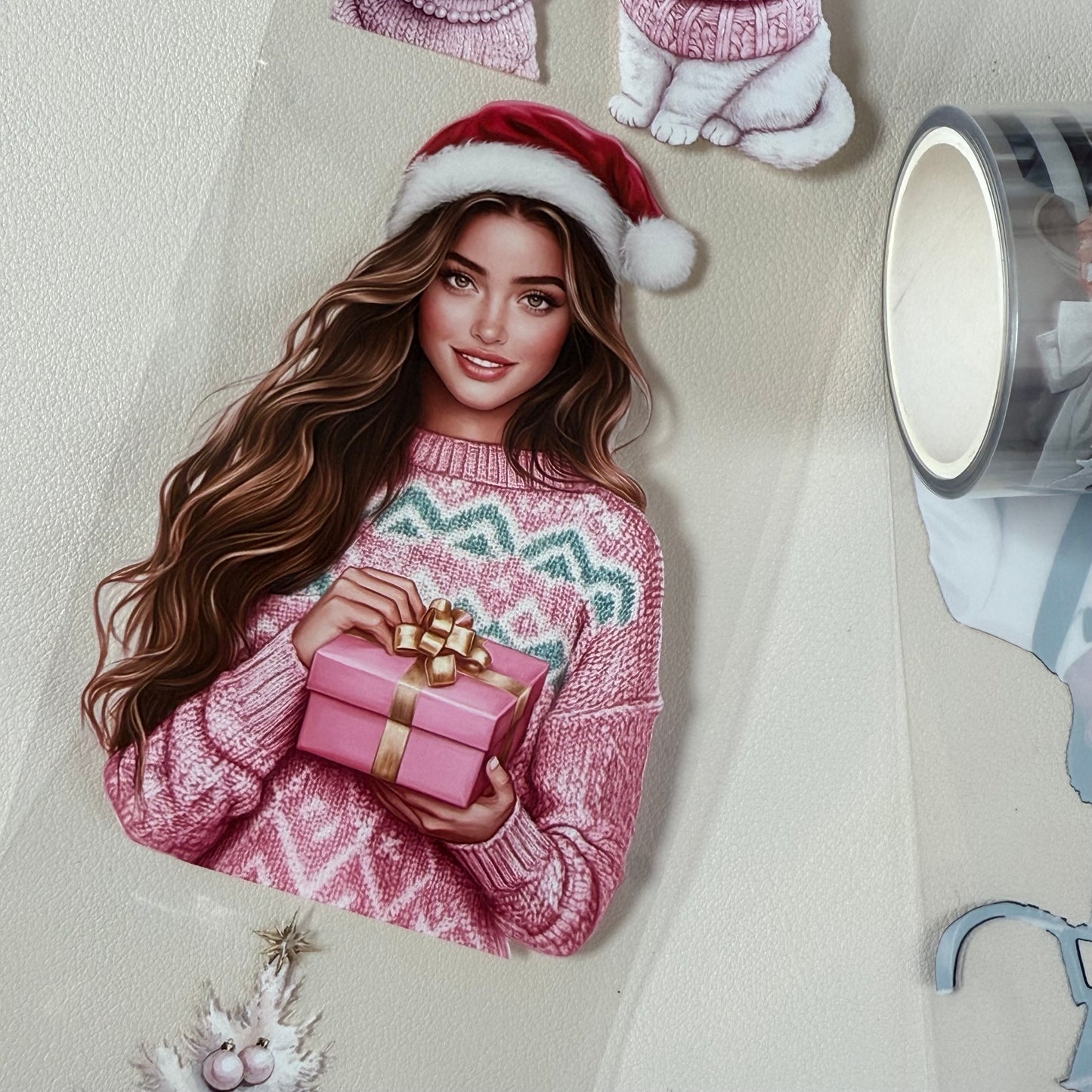 PET 3D raised Noir Noel Luxe and Pinkmas tape,one roll fashion, junk journal, scrapbooking,bullet journal, card making.