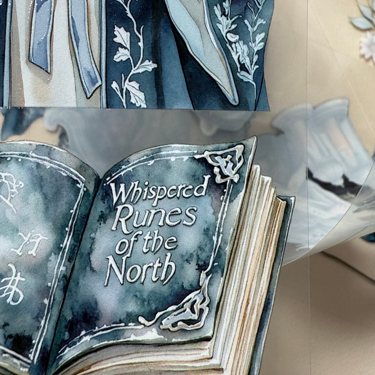 PET 3D raised Winter Mages and Silent Woods Apothecary tape,one roll fashion, junk journal, scrapbooking,bullet journal, card making.