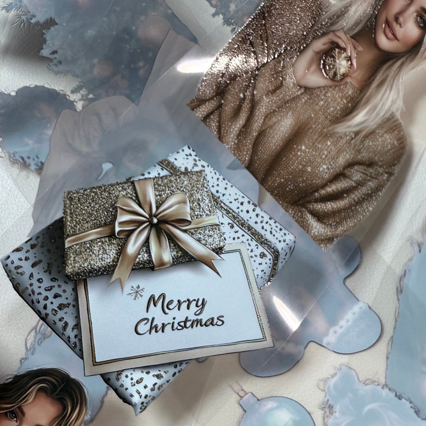 PET 3D raised Christmas Gold and Merry Christmas tape,one roll fashion, junk journal, scrapbooking,bullet journal, card making.