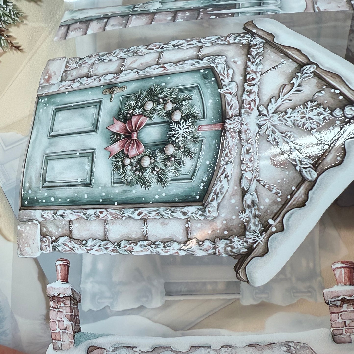 PET 3D raised Winter Landscape tape,one roll fashion, junk journal, scrapbooking,bullet journal, card making.