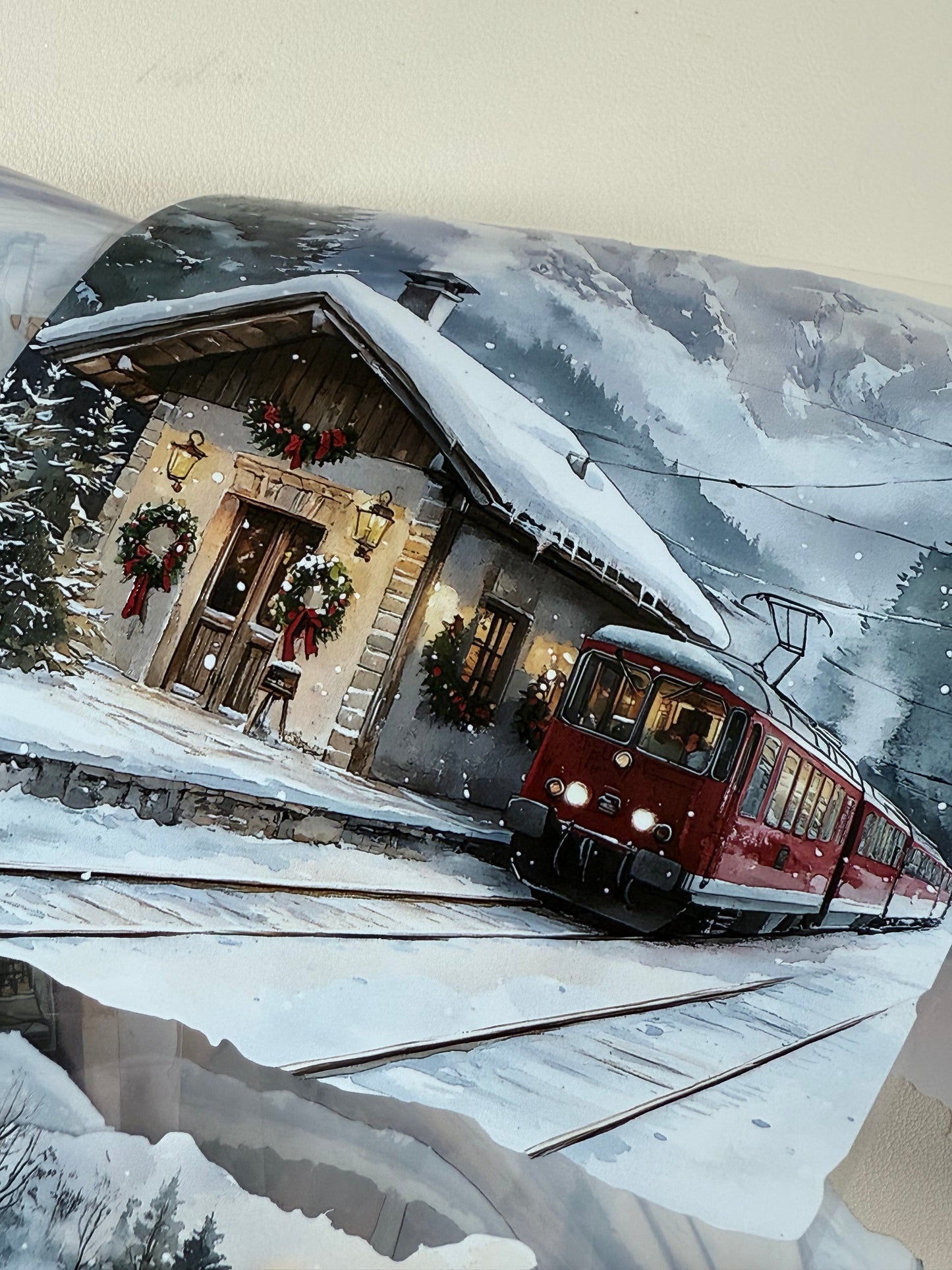 PET 3D raised Winter Landscape4 tape,one roll fashion, junk journal, scrapbooking,bullet journal, card making.