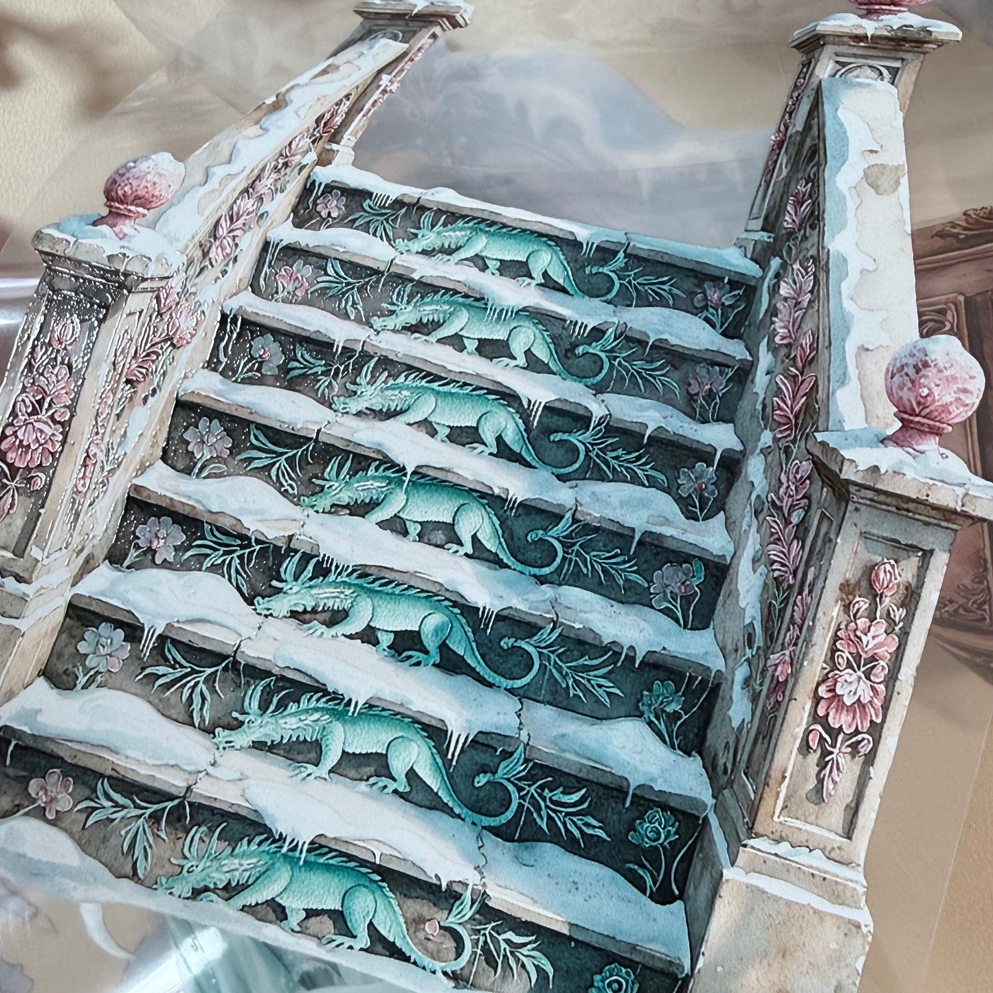 PET 3D raised Frosterd witch landscape tape,one roll fashion, junk journal, scrapbooking,bullet journal, card making.