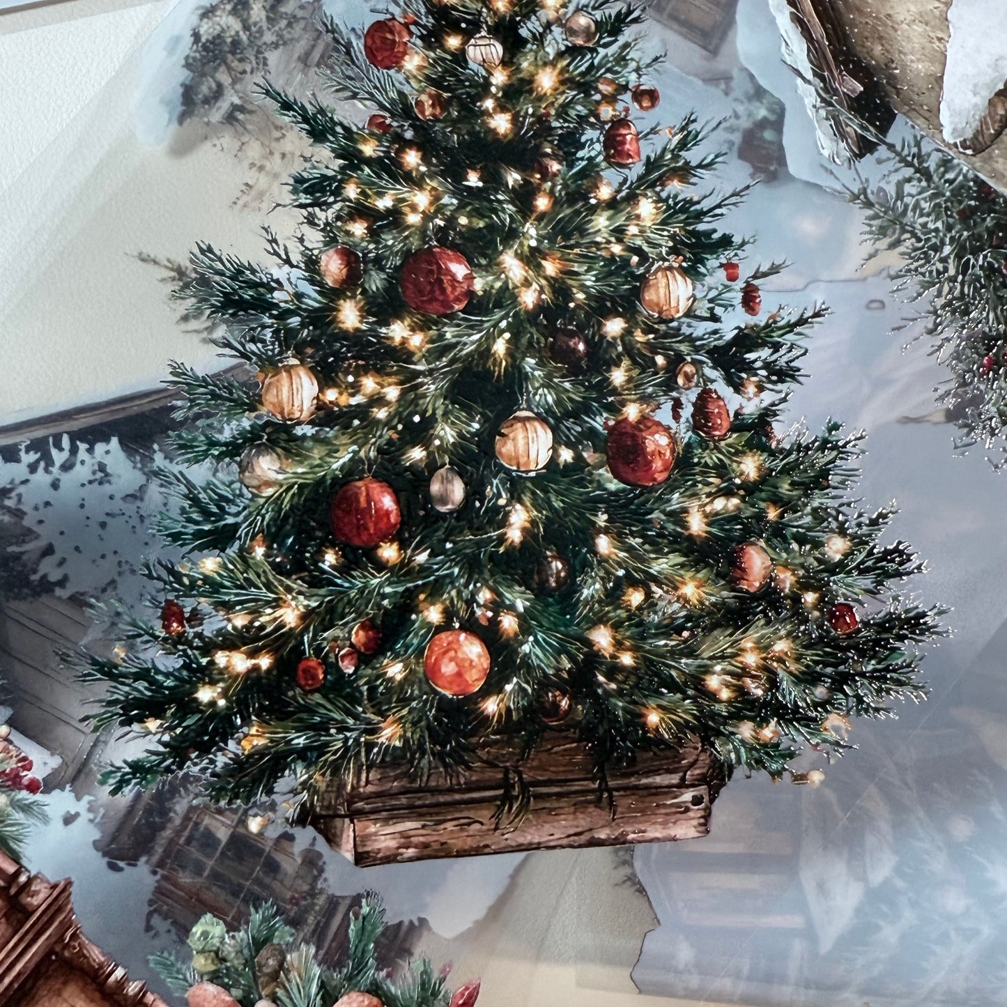 PET 3D raised Winter Landscape3 tape,one roll fashion, junk journal, scrapbooking,bullet journal, card making.