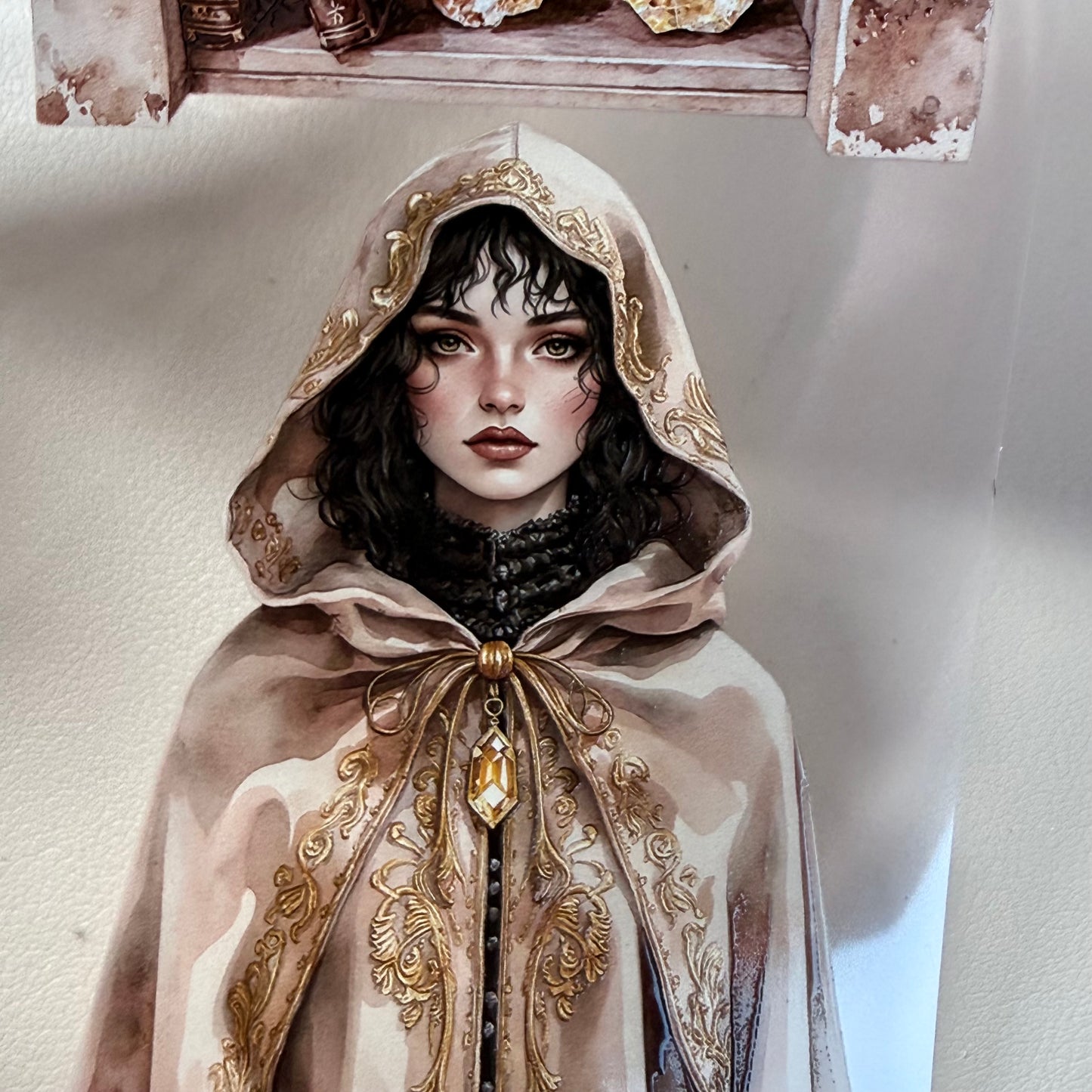Citrine Winter Witch and  Pearl Winter Witch  PET 3D raised tape,one roll fashion, junk journal, scrapbooking,bullet journal, card making.