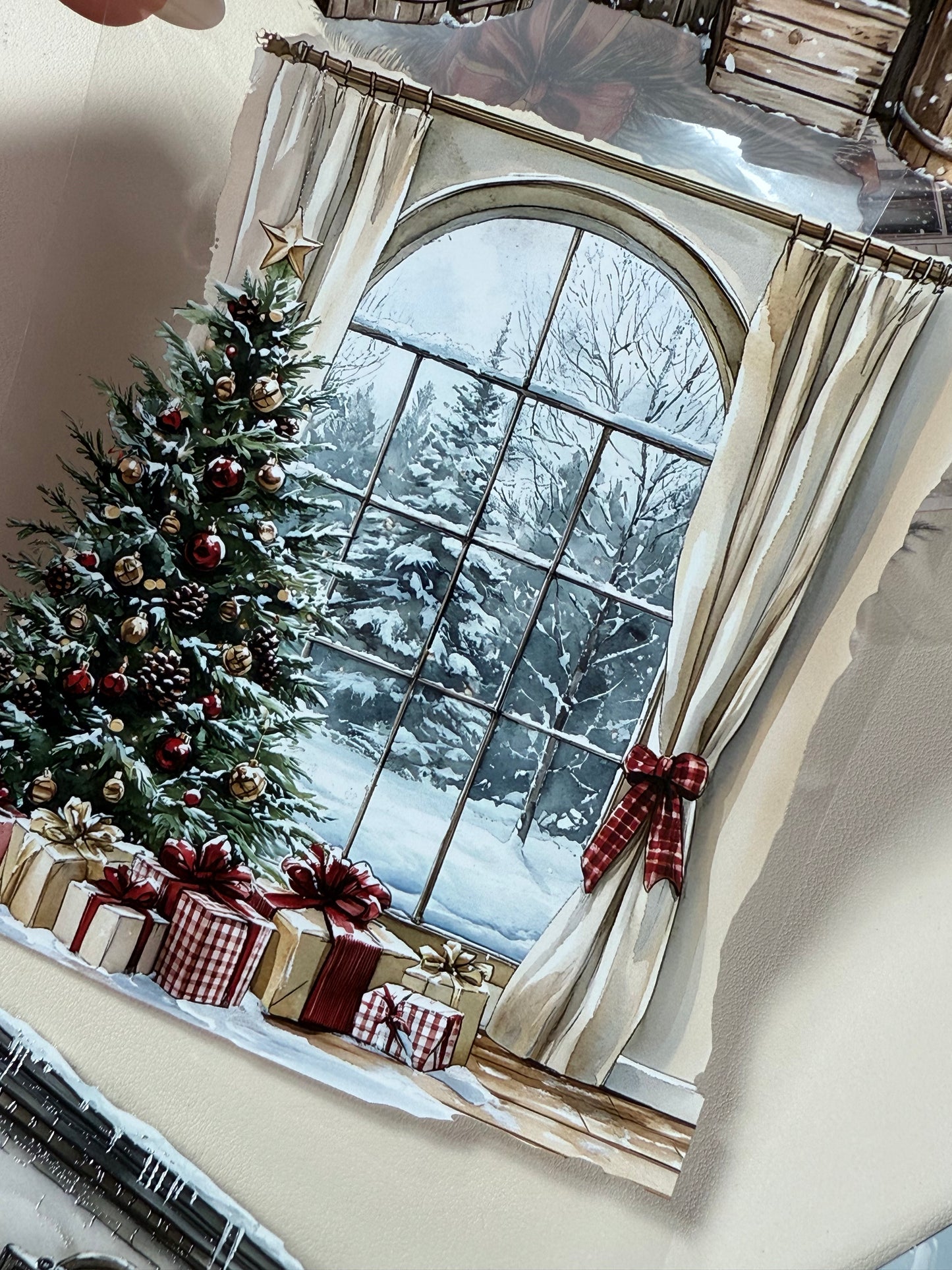 PET 3D raised Winter Landscape4 tape,one roll fashion, junk journal, scrapbooking,bullet journal, card making.