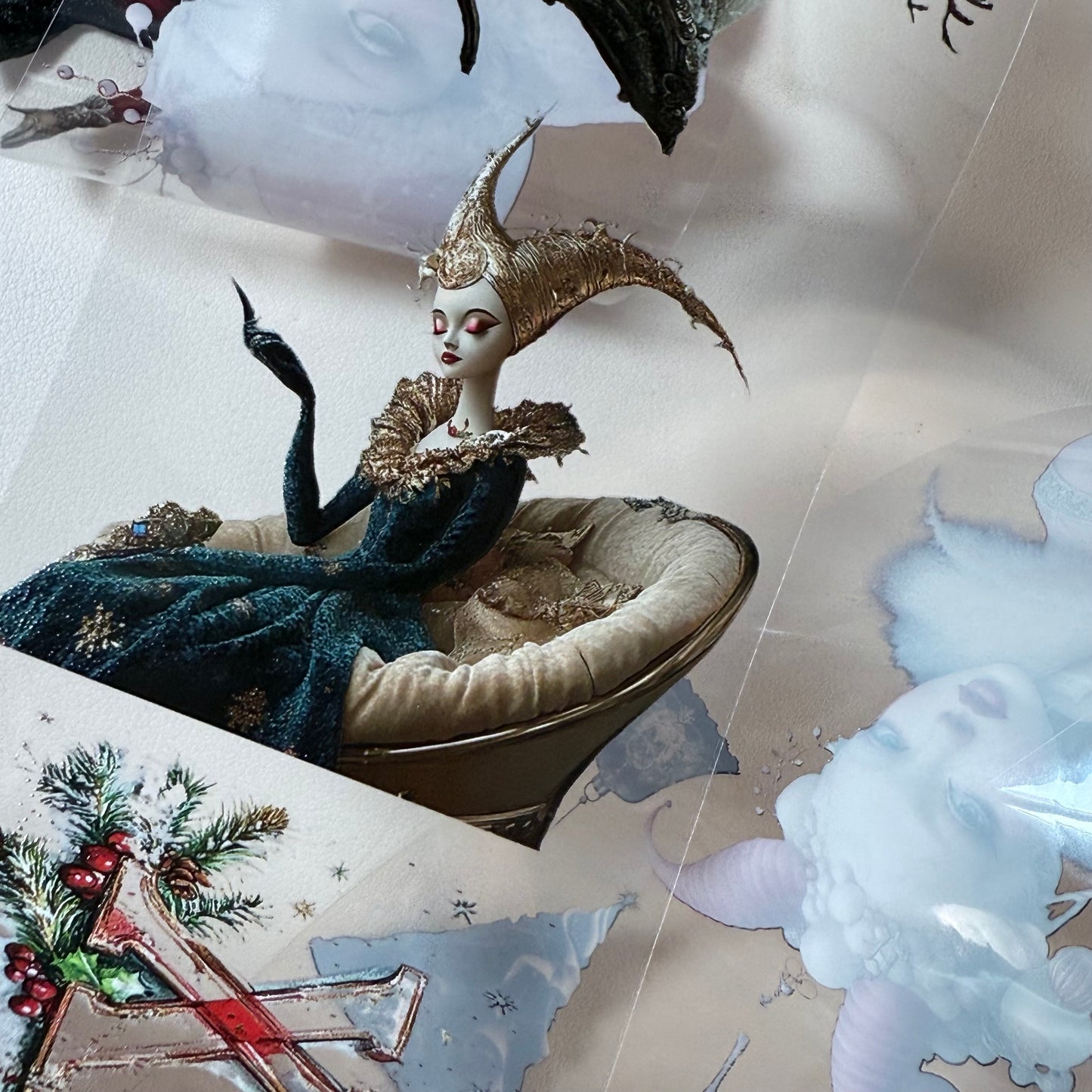 PET 3D raised Winter Girls and Fantasy Christmas tape,one roll fashion, junk journal, scrapbooking,bullet journal, card making.