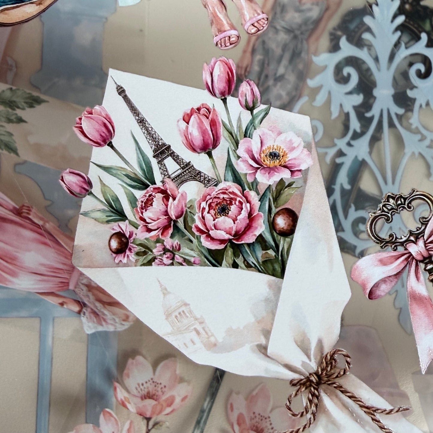 Paris in Bloom and Prague Spring Cobblestones PET 3D raised tape,one roll fashion, junk journal, scrapbooking,bullet journal, card making.