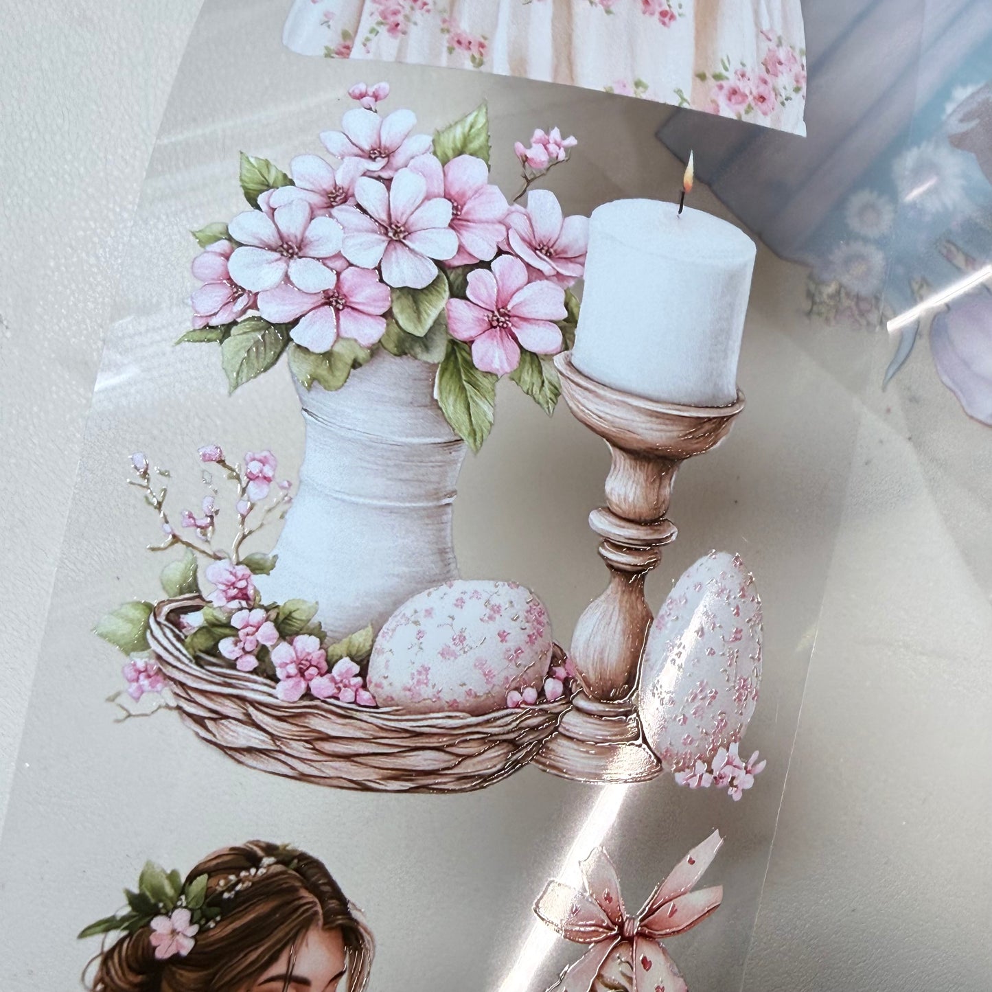 Easter Cottage and Spring Garden PET 3D raised tape,one roll fashion, junk journal, scrapbooking,bullet journal, card making.