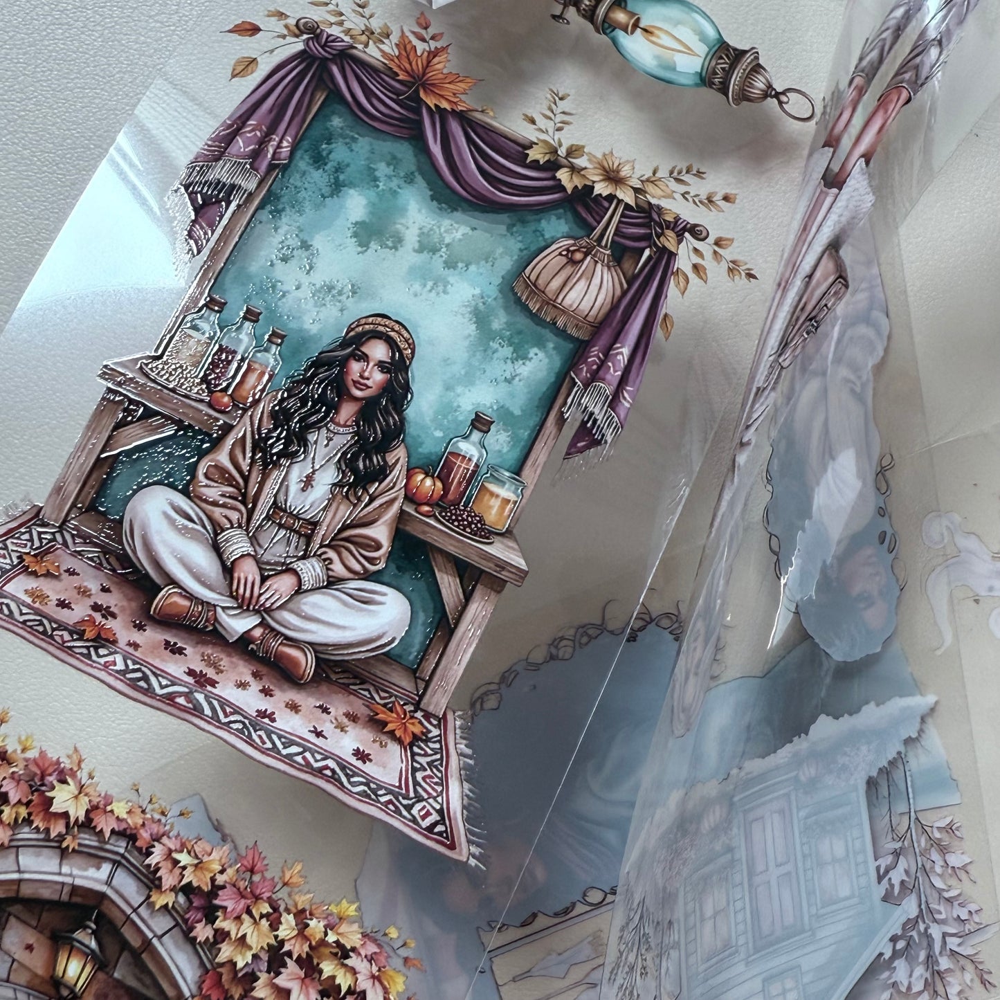 PET 3D raised Autumn oriental spices and Autumn in palerose tape,one roll fashion, junk journal, scrapbooking,bullet journal, card making.