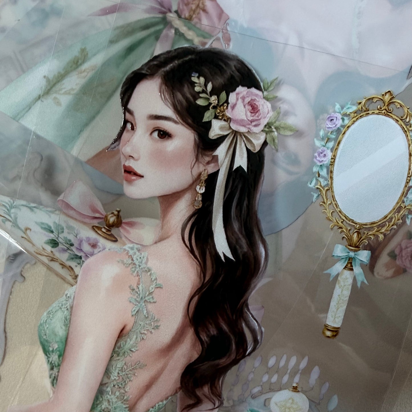 Rococo Spring Dreams and  Ginham Garden PET 3D raised tape,one roll fashion, junk journal, scrapbooking,bullet journal, card making.