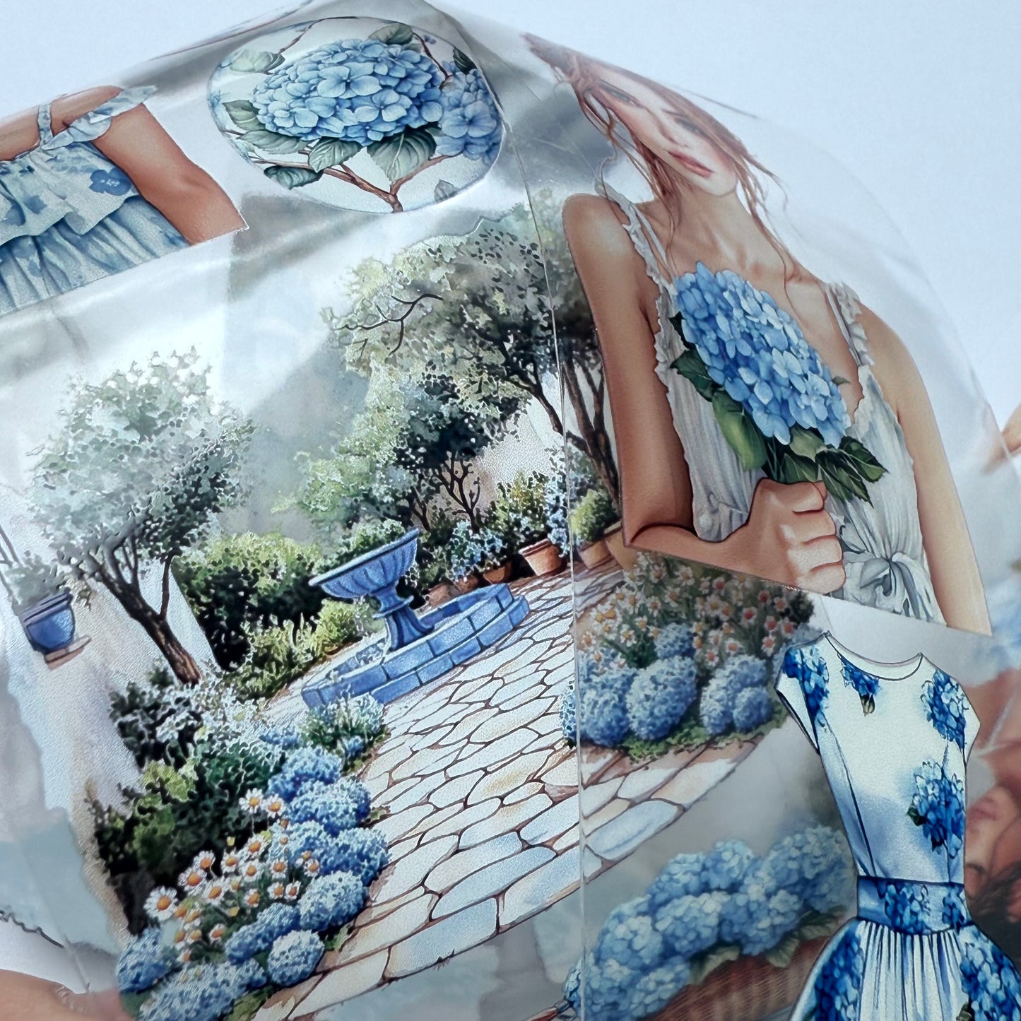 PET 3D raised Hydrangea and rustic spring tape,one roll fashion, junk journal, scrapbooking,bullet journal, card making.