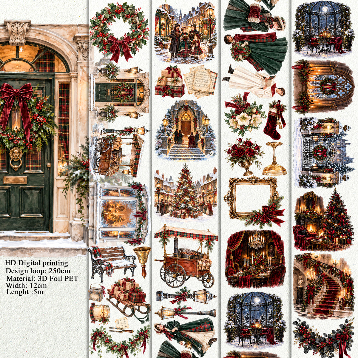 BUNDLE Candlelit carols and Velvet advent PET 3D raised tape
